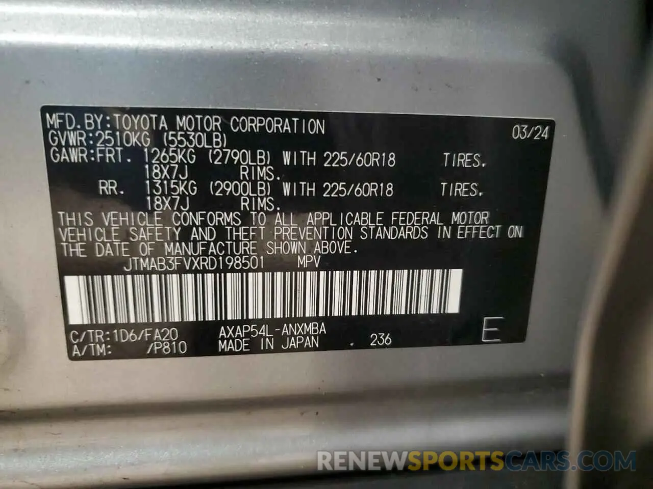 16 Фотография поврежденного автомобиля JTMAB3FVXRD198501 TOYOTA RAV4 2024
