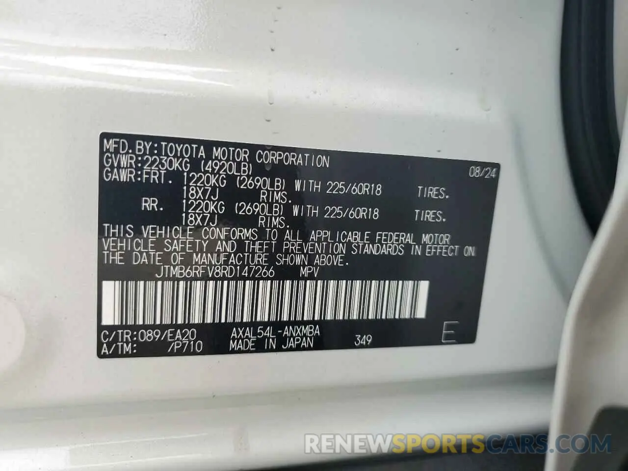 13 Photograph of a damaged car JTMB6RFV8RD147266 TOYOTA RAV4 2024