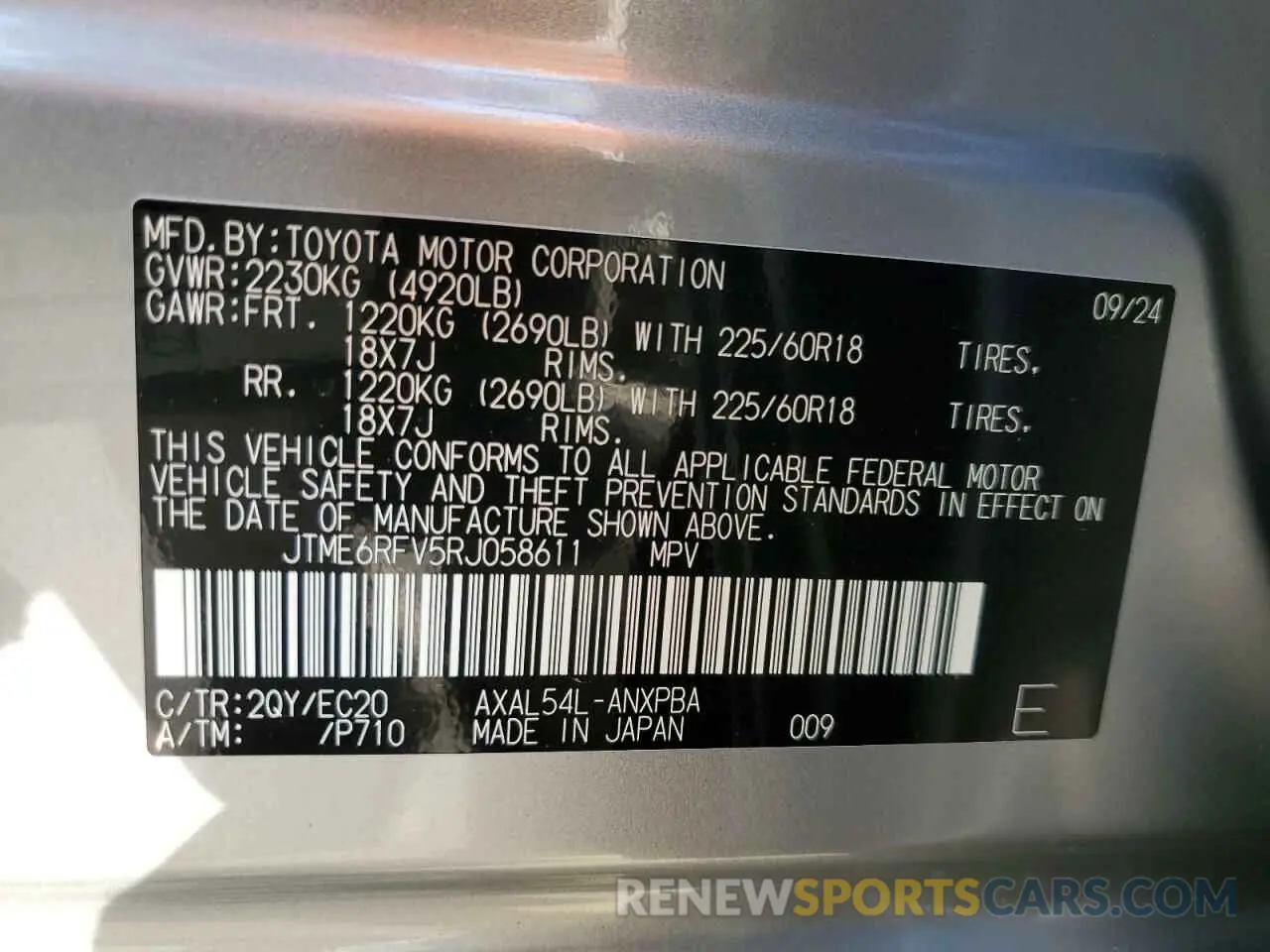 14 Фотография поврежденного автомобиля JTME6RFV5RJ058611 TOYOTA RAV4 2024