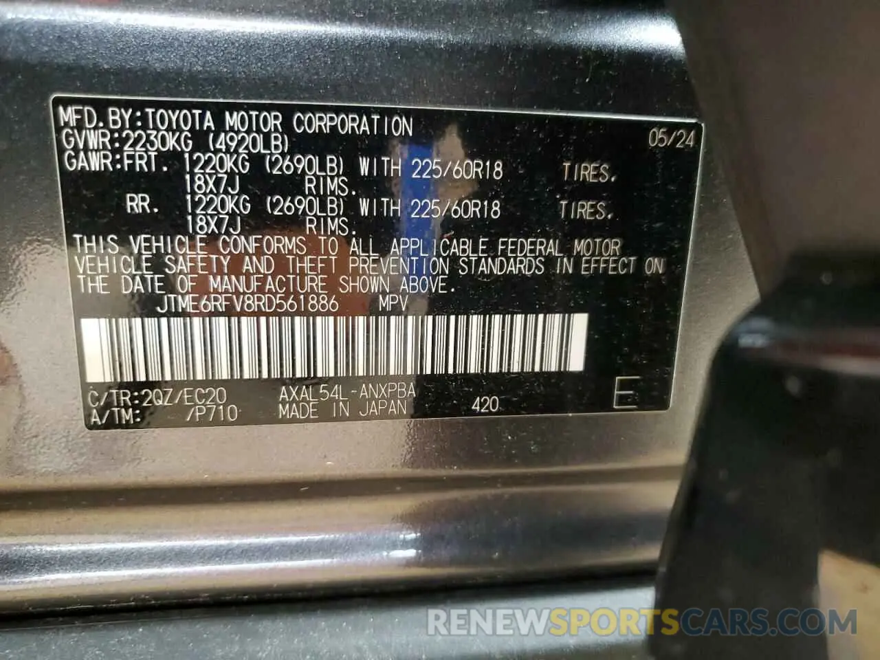 13 Photograph of a damaged car JTME6RFV8RD561886 TOYOTA RAV4 2024
