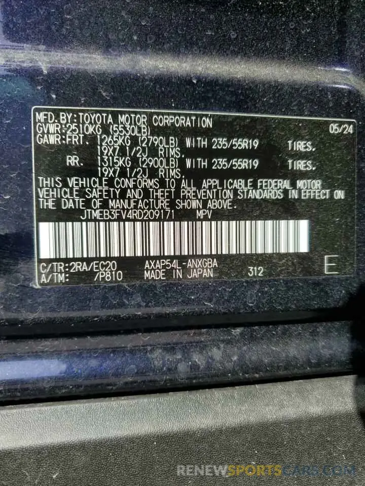12 Фотография поврежденного автомобиля JTMEB3FV4RD209171 TOYOTA RAV4 2024