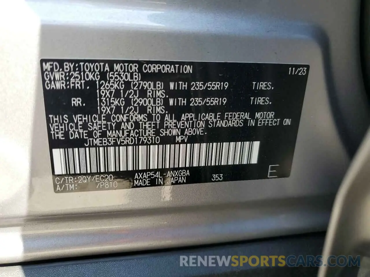 13 Photograph of a damaged car JTMEB3FV5RD179310 TOYOTA RAV4 2024