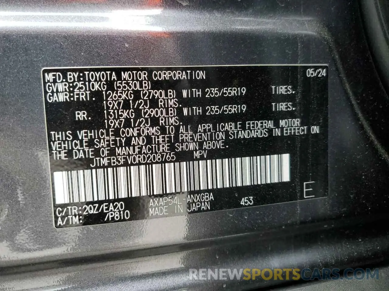 13 Photograph of a damaged car JTMFB3FV0RD208765 TOYOTA RAV4 2024