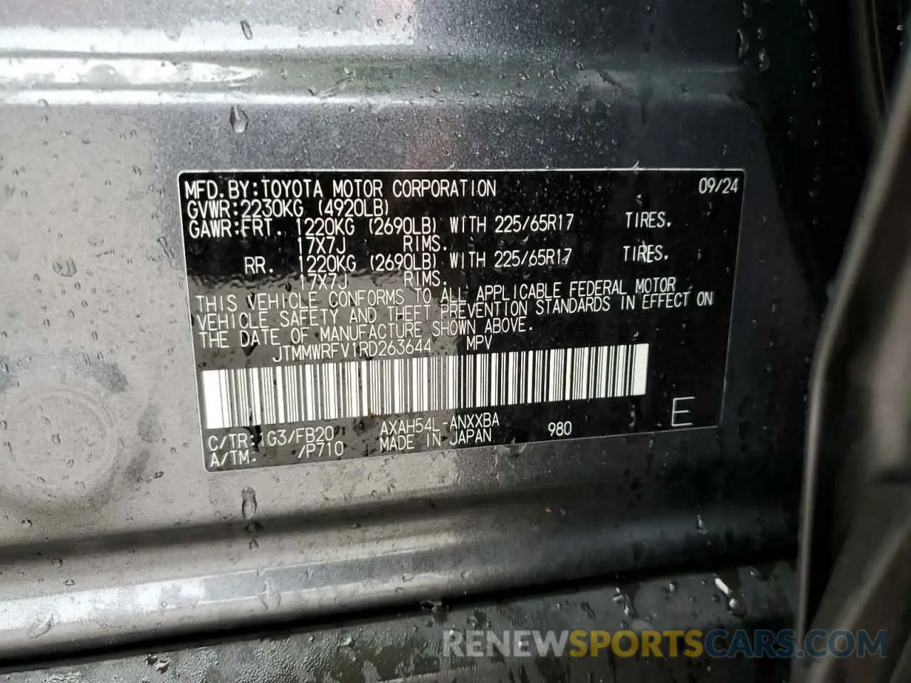 13 Фотография поврежденного автомобиля JTMMWRFV1RD263644 TOYOTA RAV4 2024
