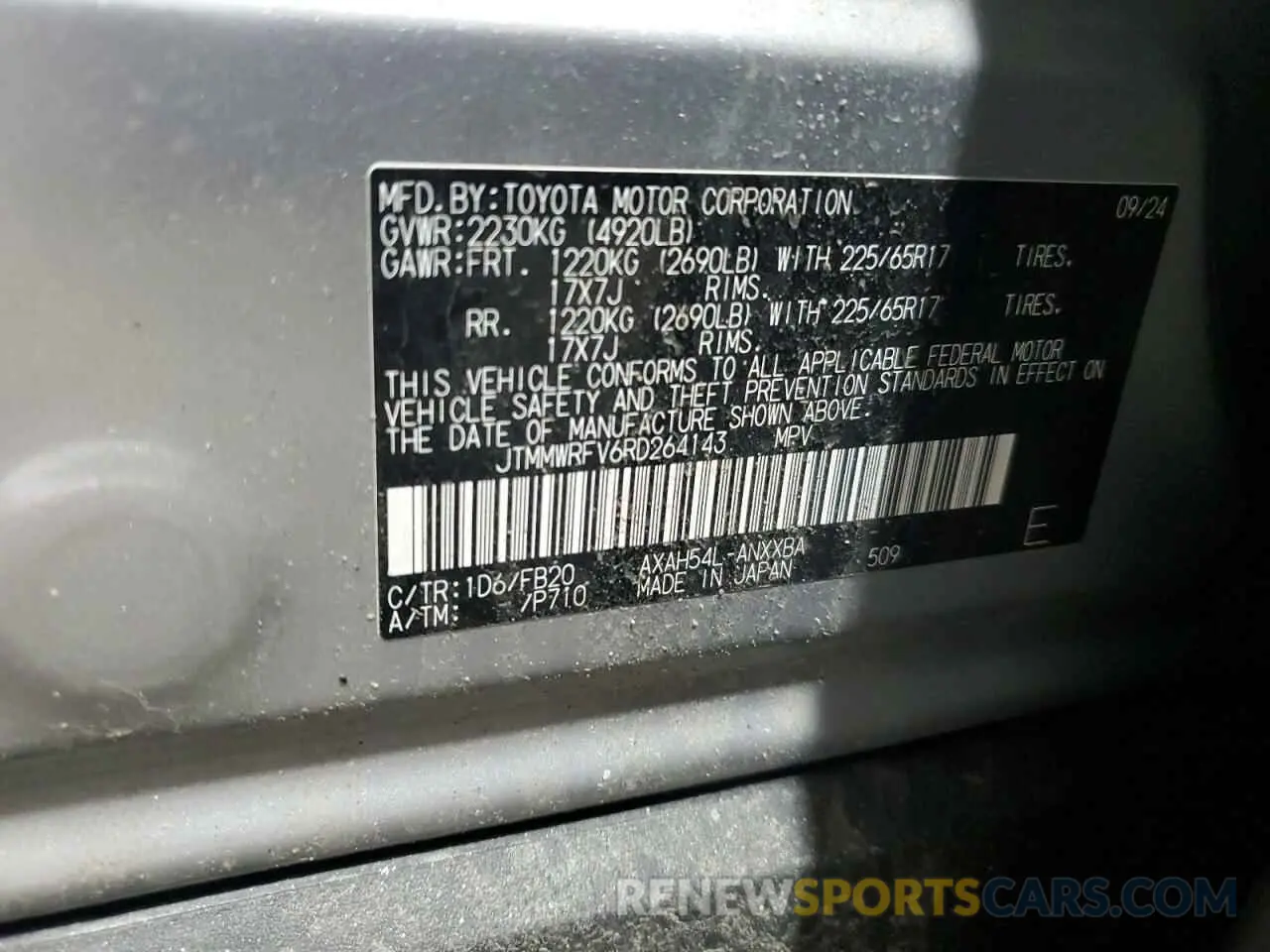 13 Photograph of a damaged car JTMMWRFV6RD264143 TOYOTA RAV4 2024