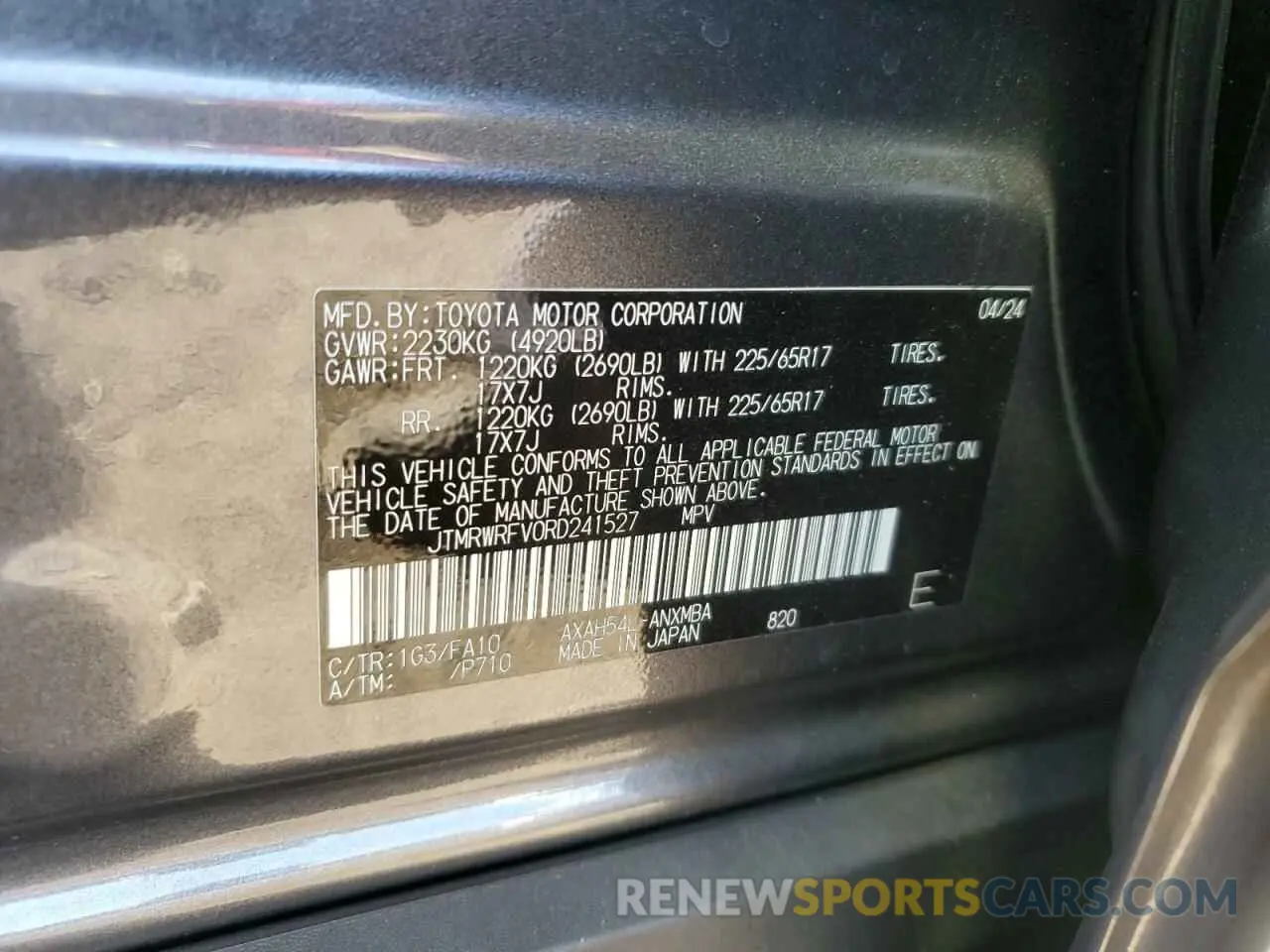 13 Фотография поврежденного автомобиля JTMRWRFV0RD241527 TOYOTA RAV4 2024