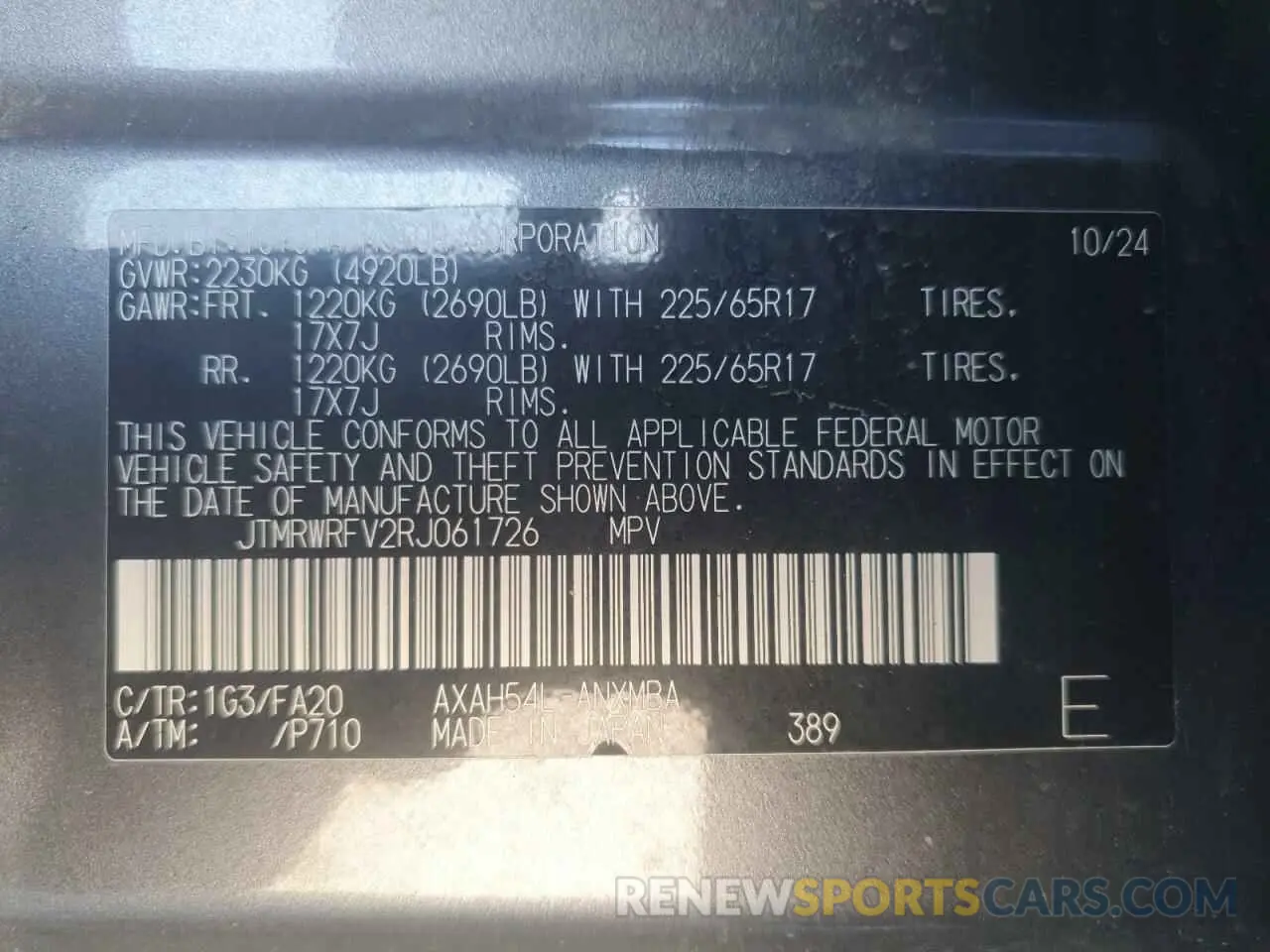 12 Фотография поврежденного автомобиля JTMRWRFV2RJ061726 TOYOTA RAV4 2024