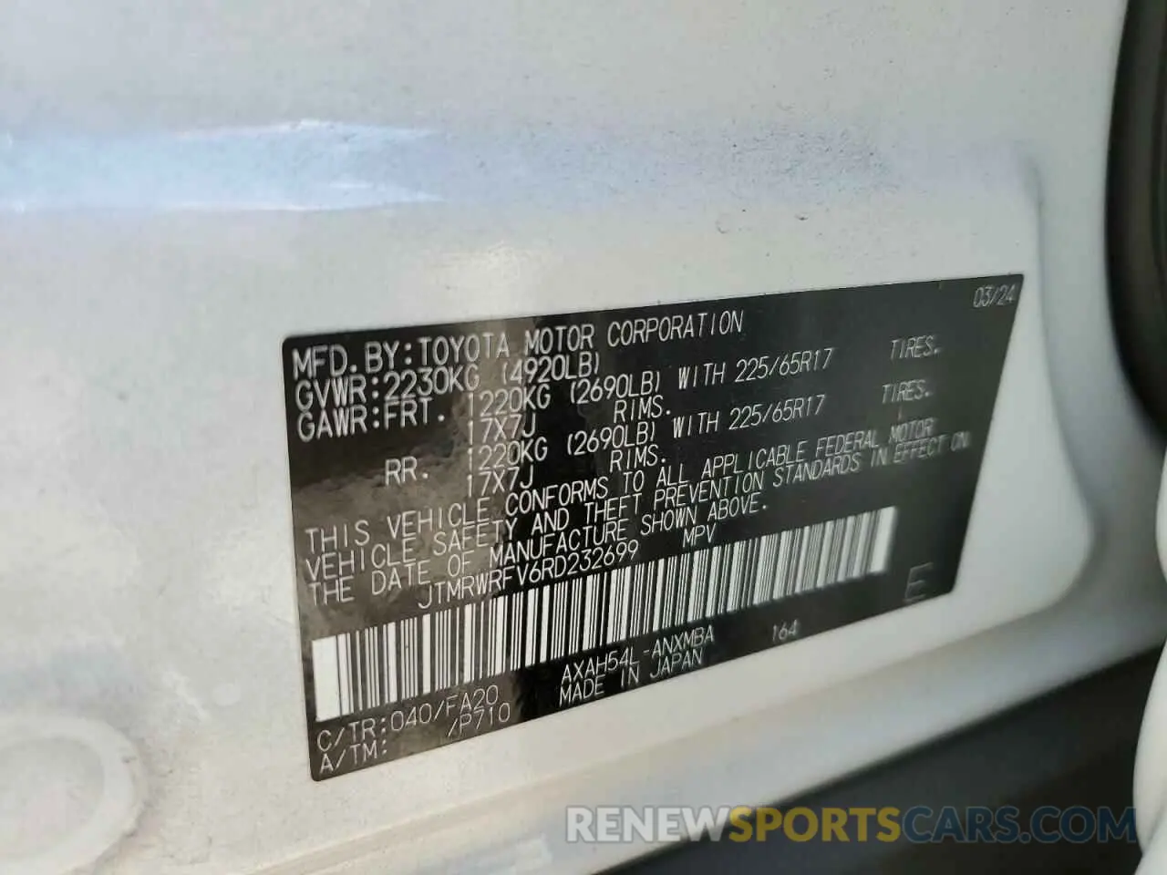 14 Фотография поврежденного автомобиля JTMRWRFV6RD232699 TOYOTA RAV4 2024