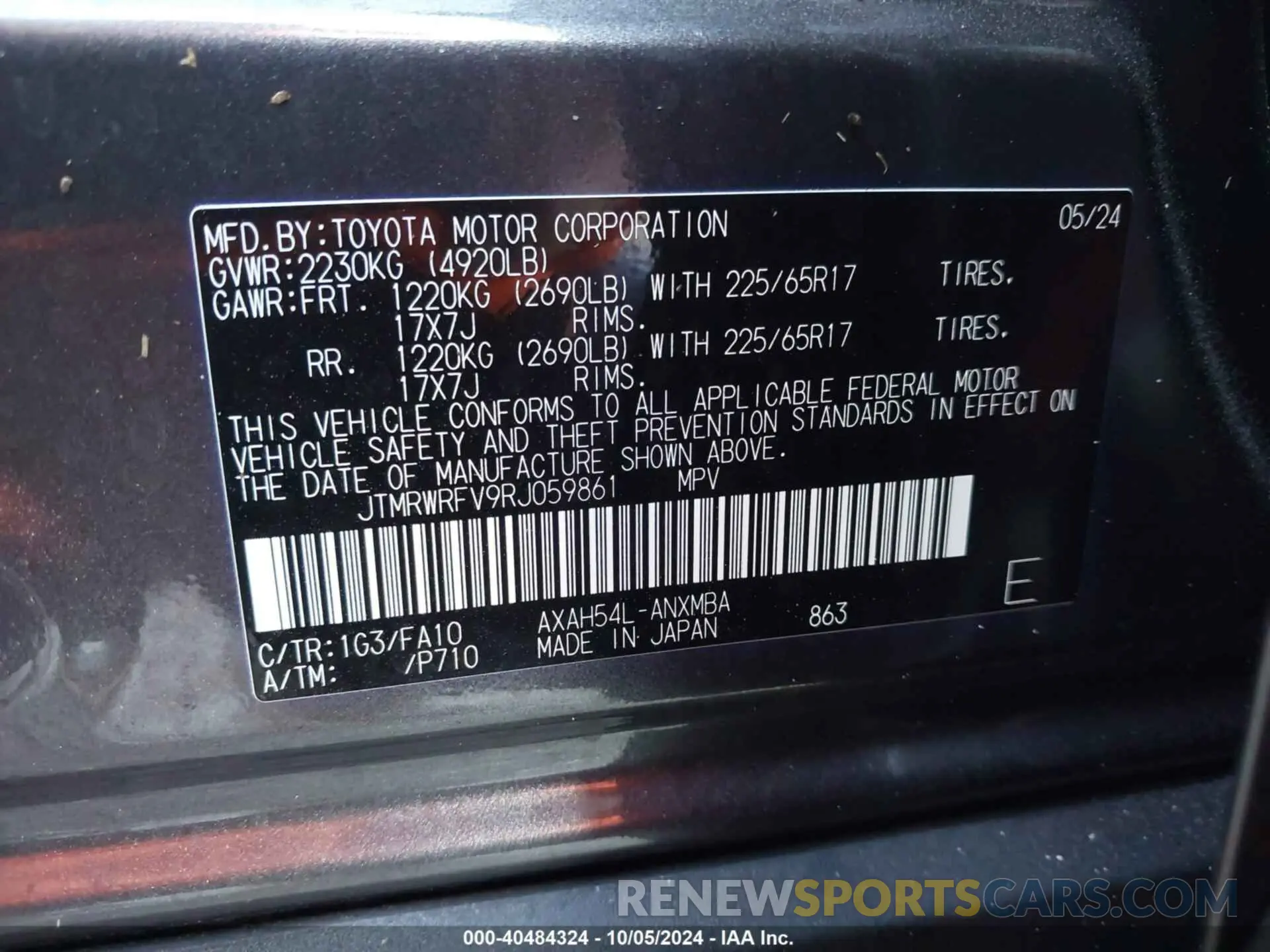 9 Фотография поврежденного автомобиля JTMRWRFV9RJ059861 TOYOTA RAV4 2024