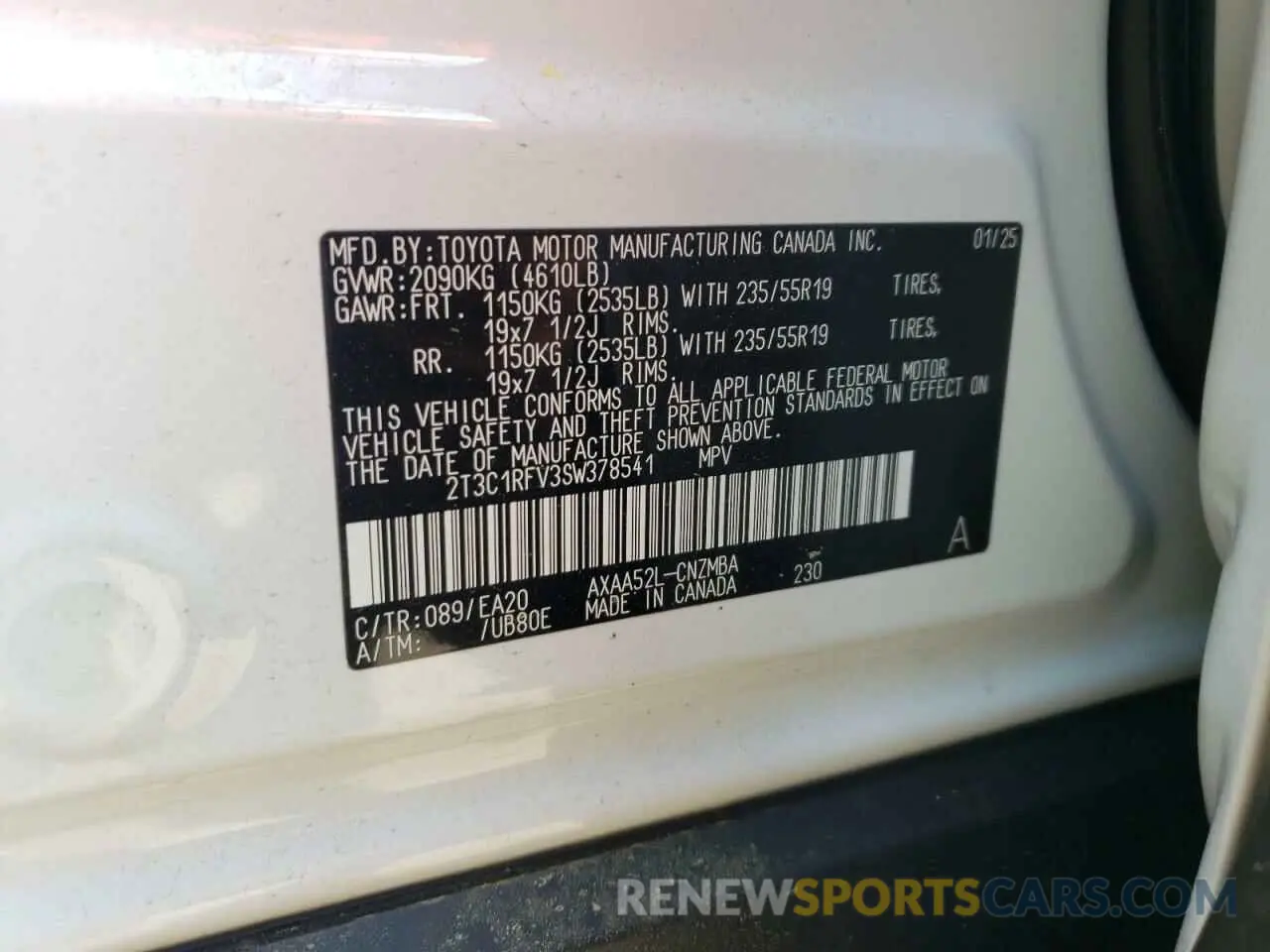 16 Фотография поврежденного автомобиля 2T3C1RFV3SW378541 TOYOTA RAV4 2025
