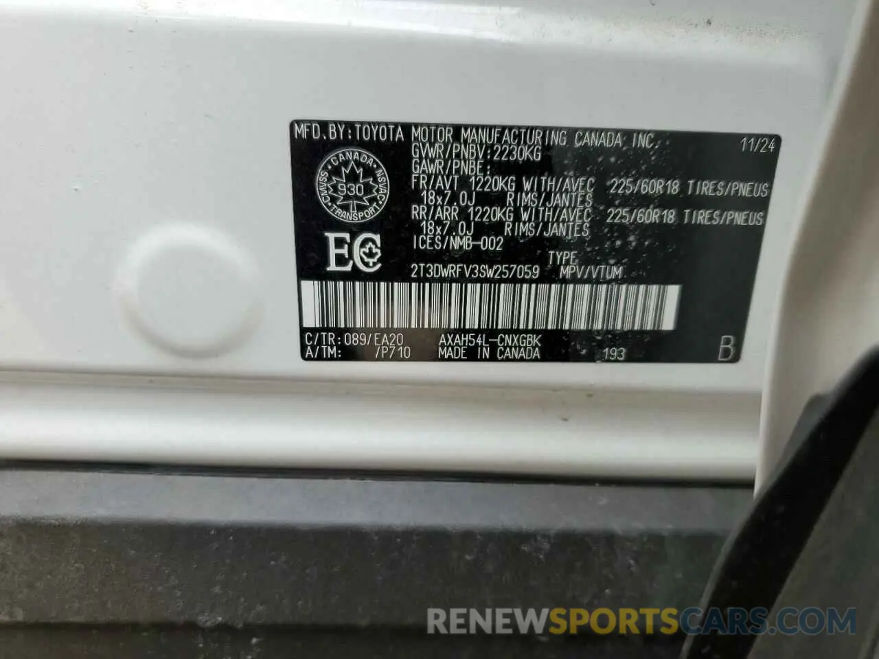 14 Фотография поврежденного автомобиля 2T3DWRFV3SW257059 TOYOTA RAV4 2025