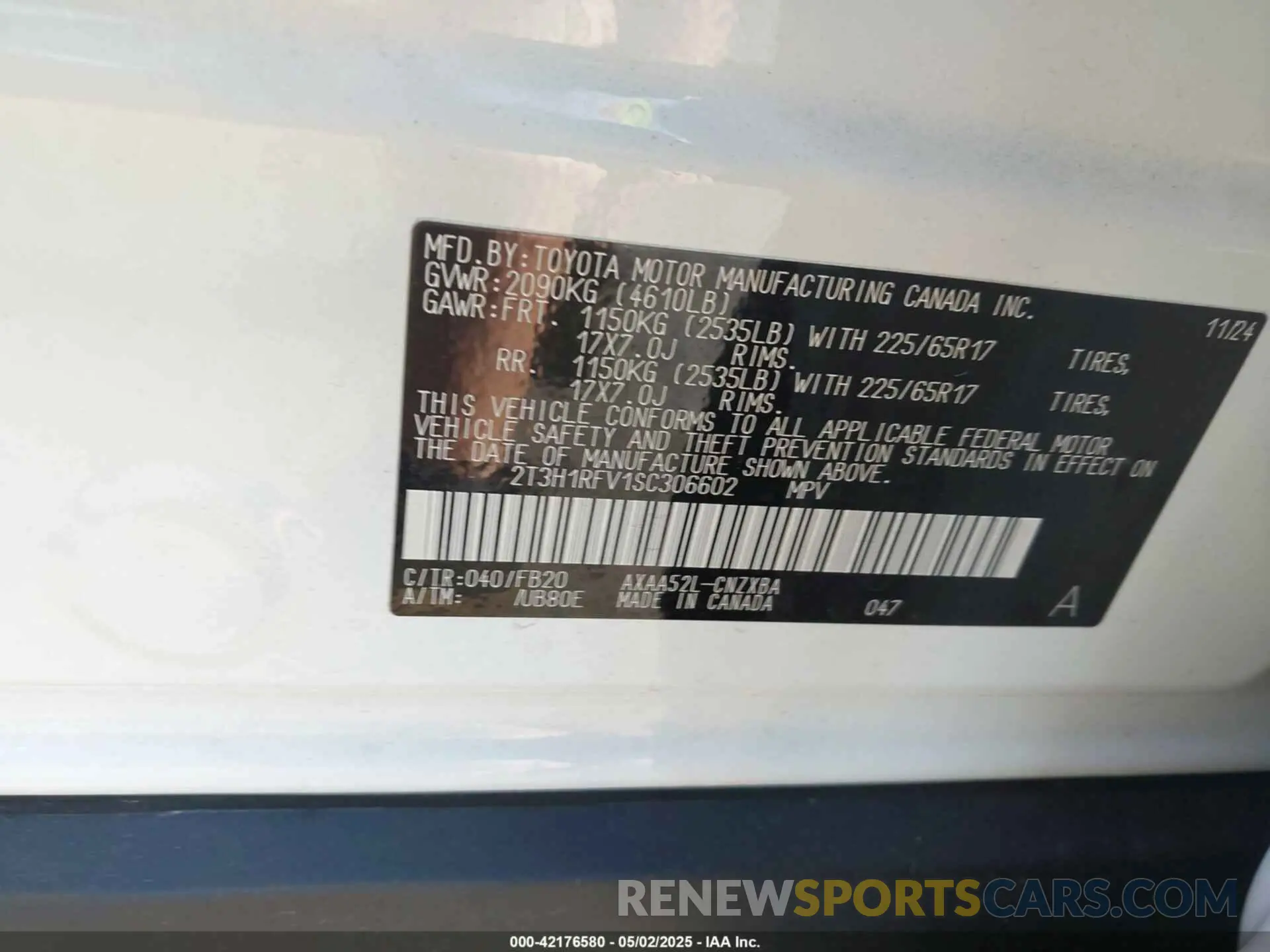9 Photograph of a damaged car 2T3H1RFV1SC306602 TOYOTA RAV4 2025