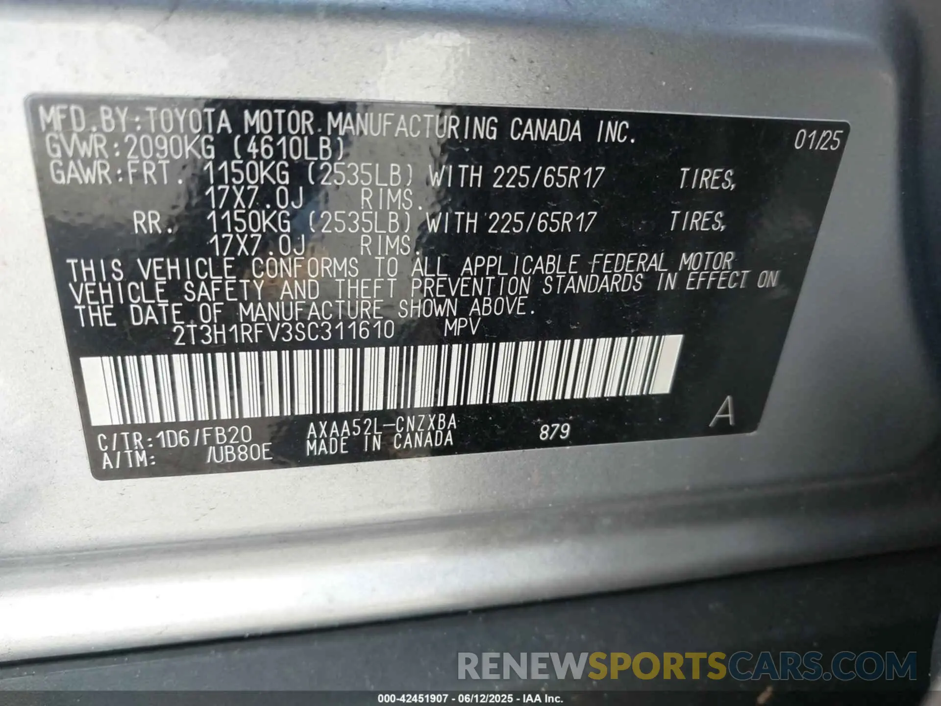 9 Photograph of a damaged car 2T3H1RFV3SC311610 TOYOTA RAV4 2025