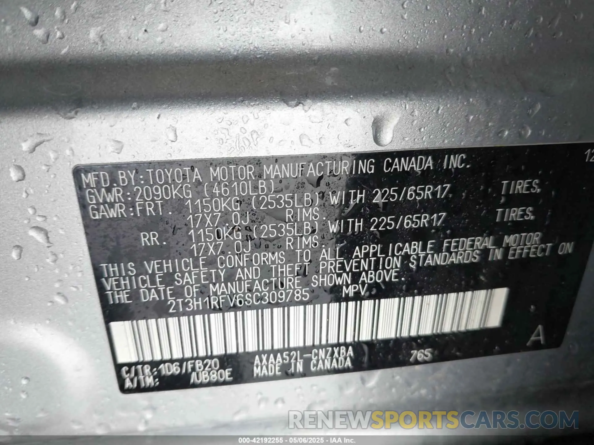 9 Фотография поврежденного автомобиля 2T3H1RFV6SC309785 TOYOTA RAV4 2025