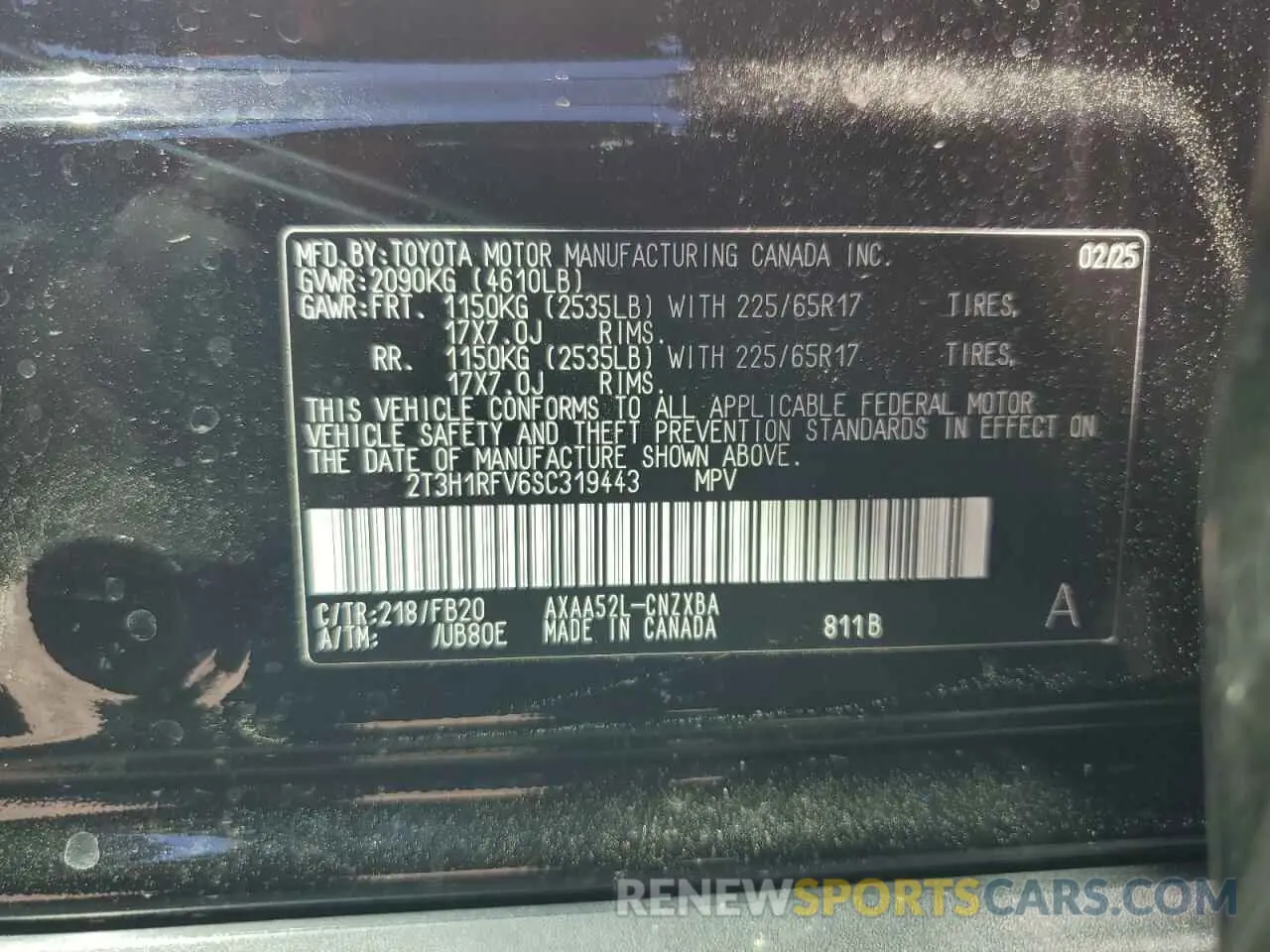 16 Photograph of a damaged car 2T3H1RFV6SC319443 TOYOTA RAV4 2025