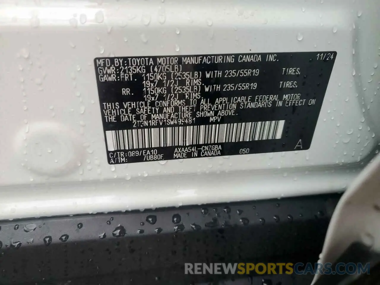 12 Фотография поврежденного автомобиля 2T3N1RFV1SW499481 TOYOTA RAV4 2025