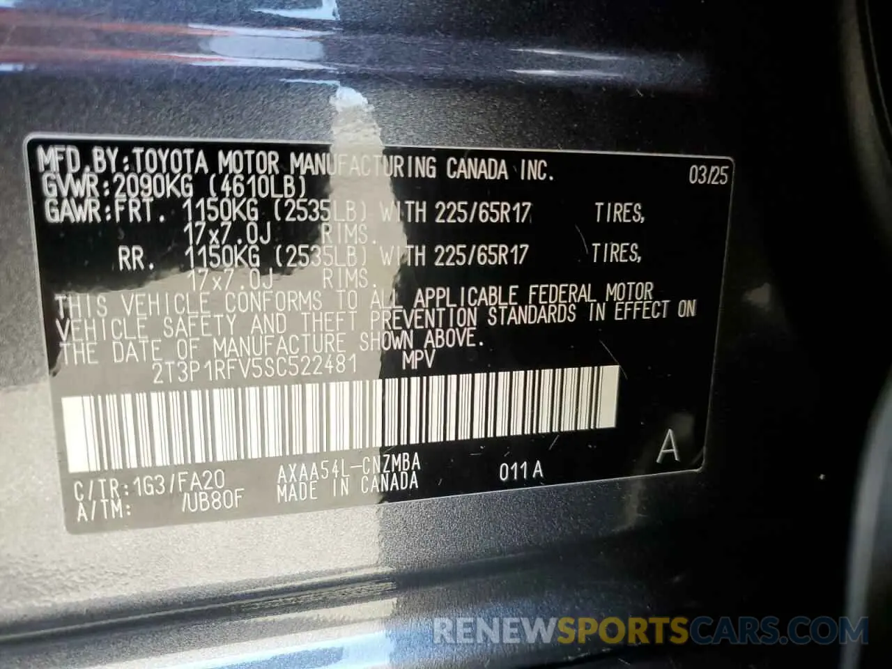 13 Фотография поврежденного автомобиля 2T3P1RFV5SC522481 TOYOTA RAV4 2025