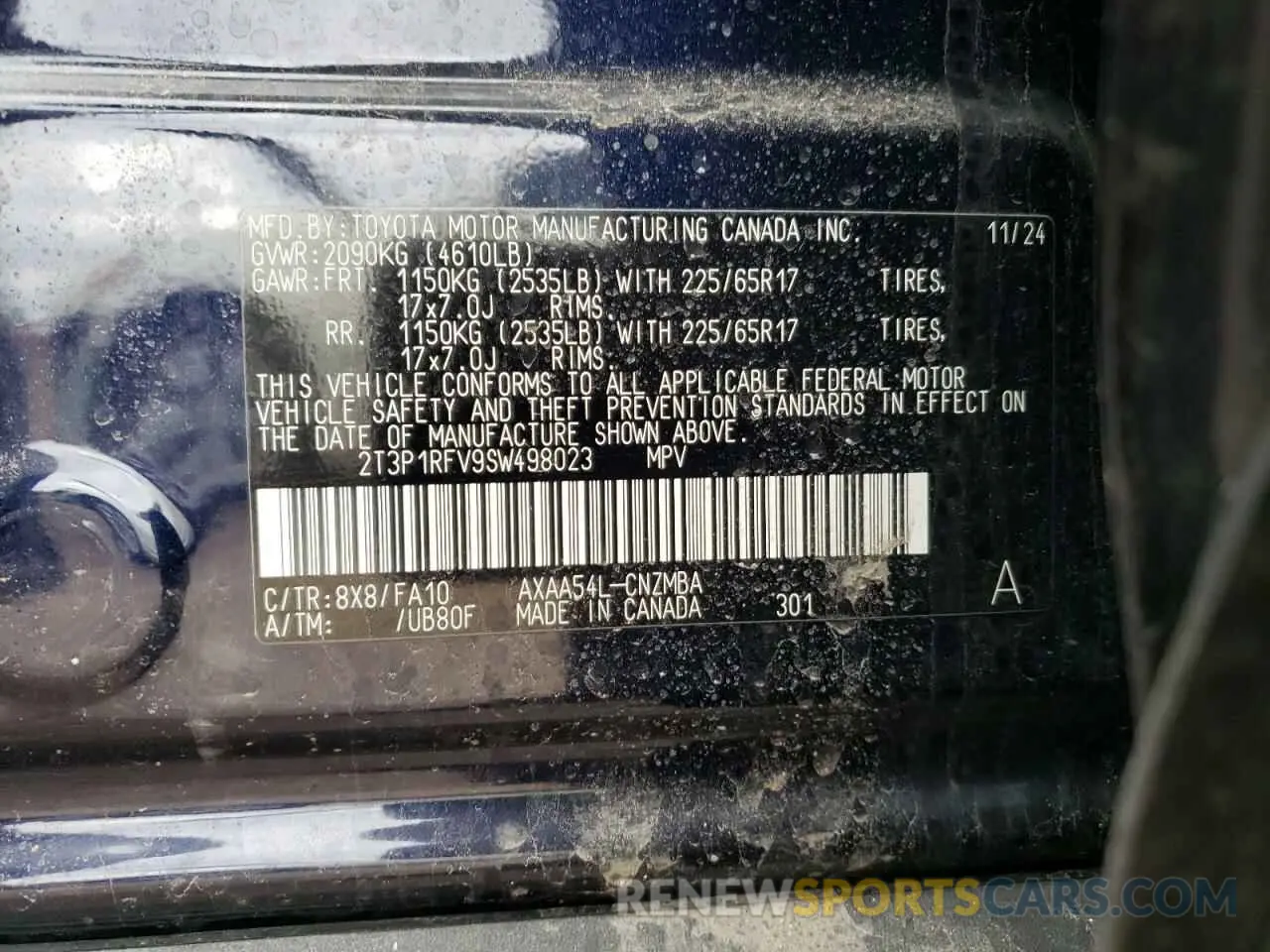 13 Фотография поврежденного автомобиля 2T3P1RFV9SW498023 TOYOTA RAV4 2025
