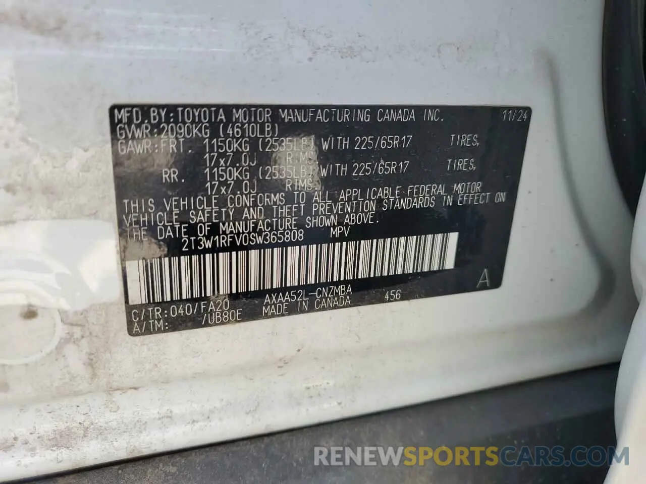 13 Фотография поврежденного автомобиля 2T3W1RFV0SW365808 TOYOTA RAV4 2025