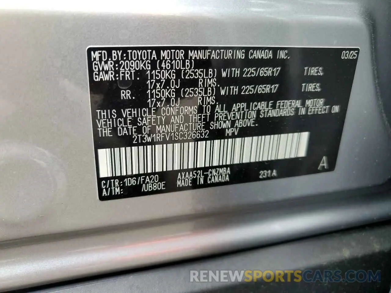 13 Фотография поврежденного автомобиля 2T3W1RFV1SC326632 TOYOTA RAV4 2025