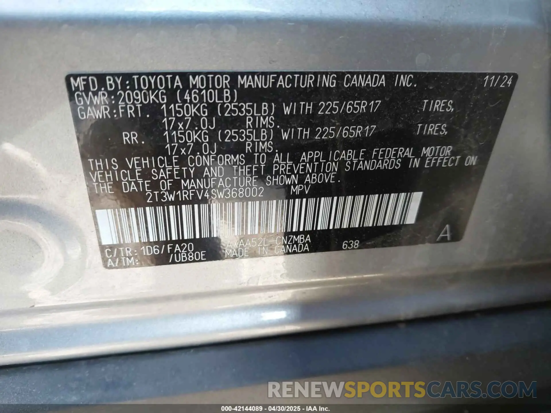 9 Фотография поврежденного автомобиля 2T3W1RFV4SW368002 TOYOTA RAV4 2025