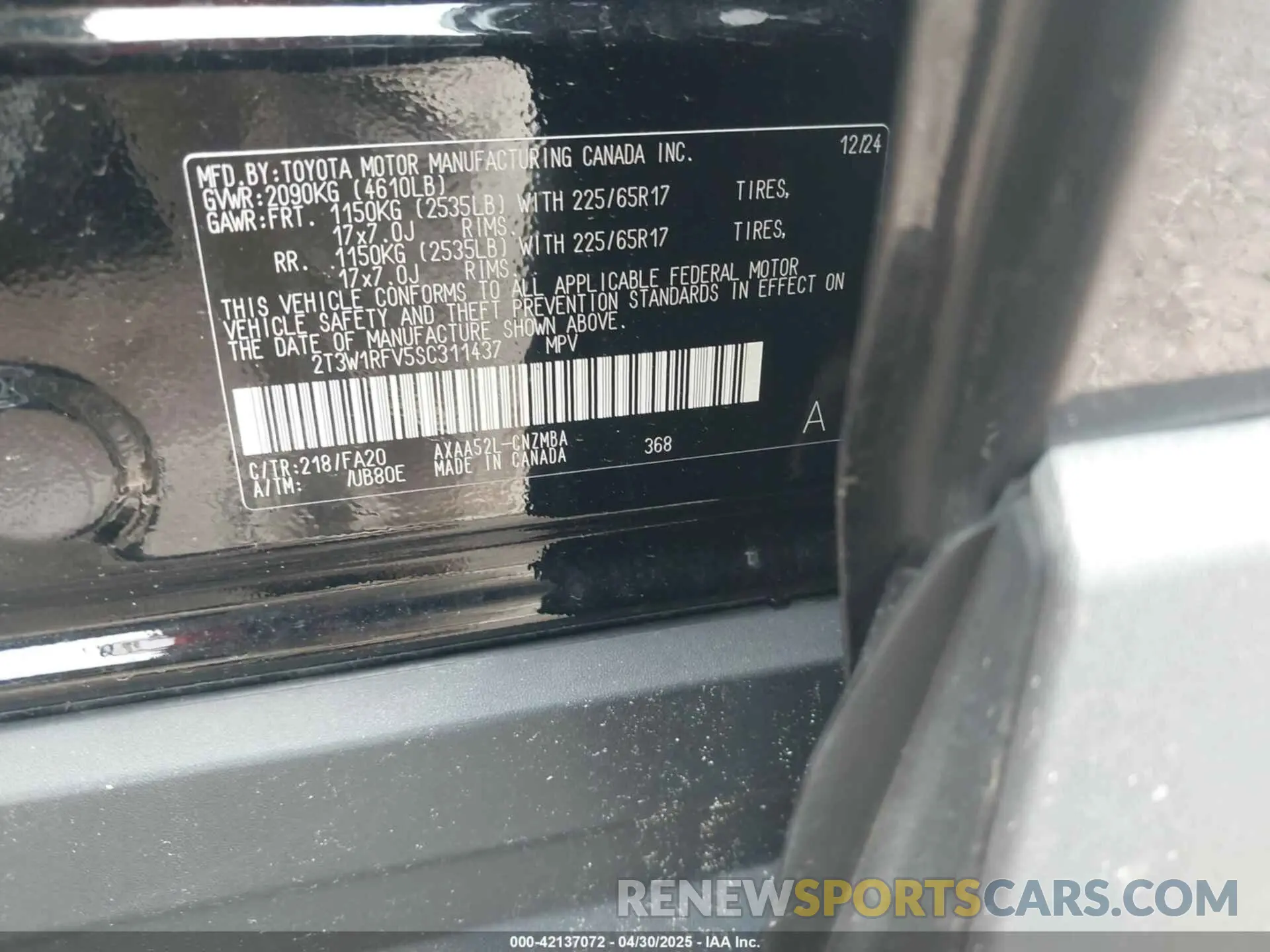 9 Фотография поврежденного автомобиля 2T3W1RFV5SC311437 TOYOTA RAV4 2025