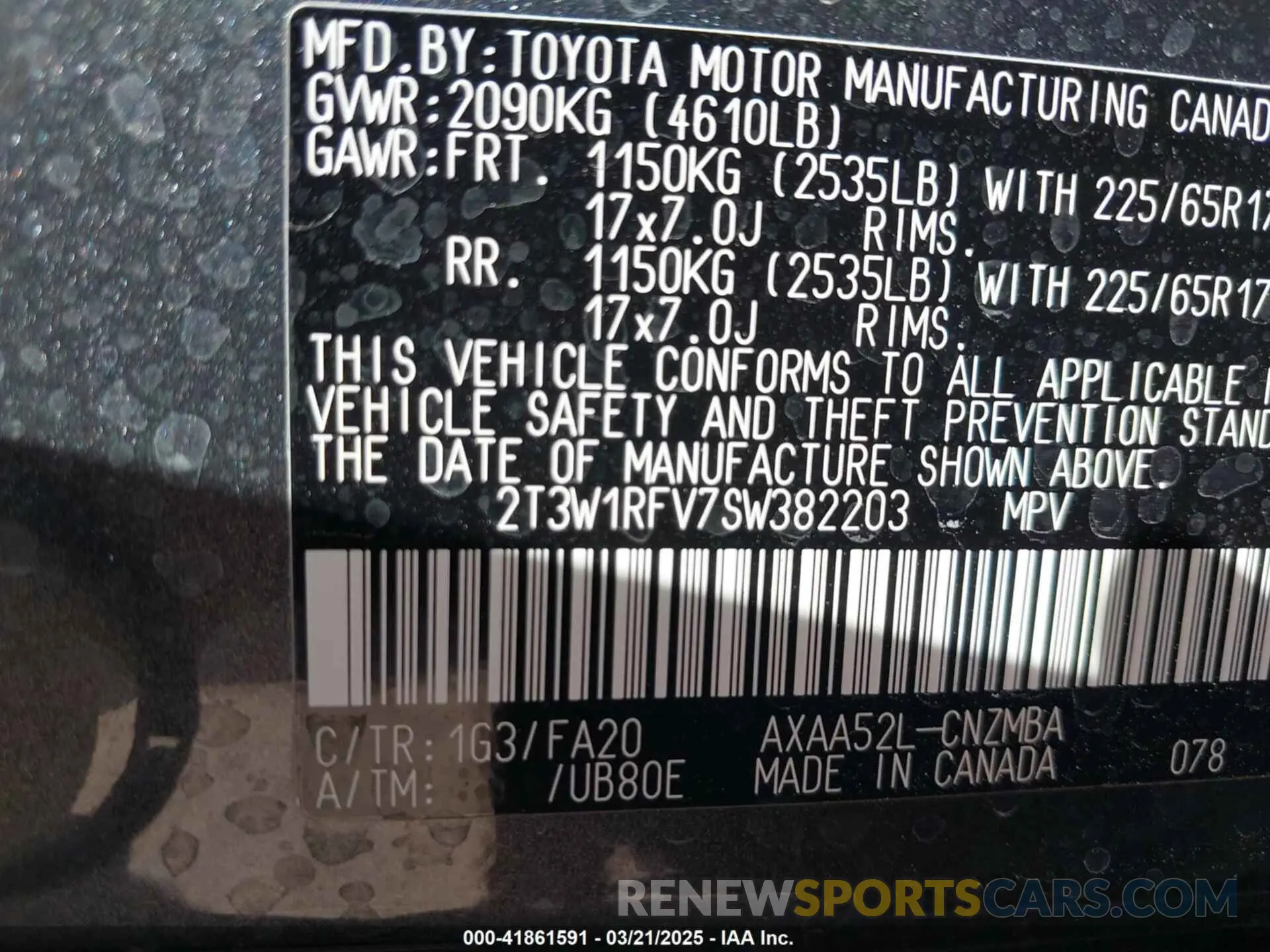 9 Photograph of a damaged car 2T3W1RFV7SW382203 TOYOTA RAV4 2025