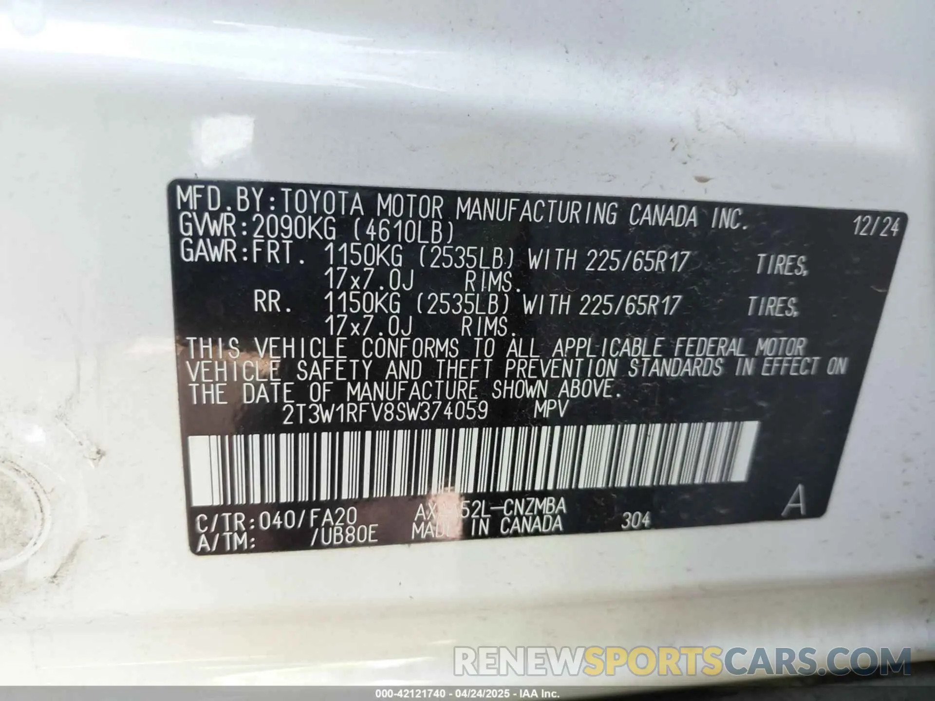 9 Фотография поврежденного автомобиля 2T3W1RFV8SW374059 TOYOTA RAV4 2025