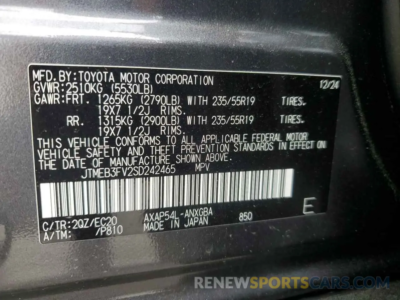 12 Фотография поврежденного автомобиля JTMEB3FV2SD242465 TOYOTA RAV4 2025