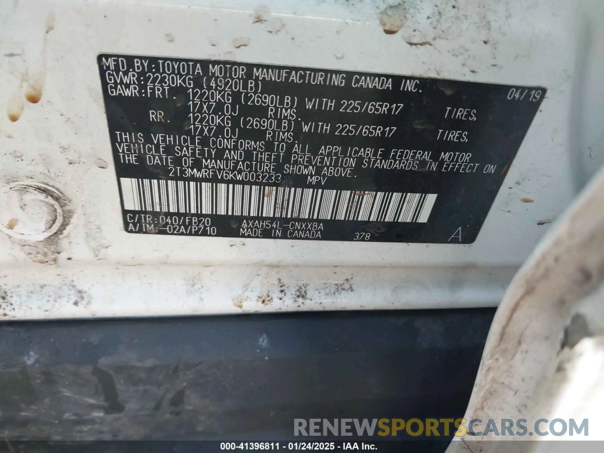 9 Фотография поврежденного автомобиля 2T3MWRFV6KW003233 TOYOTA RAV4 HYBRID 2019