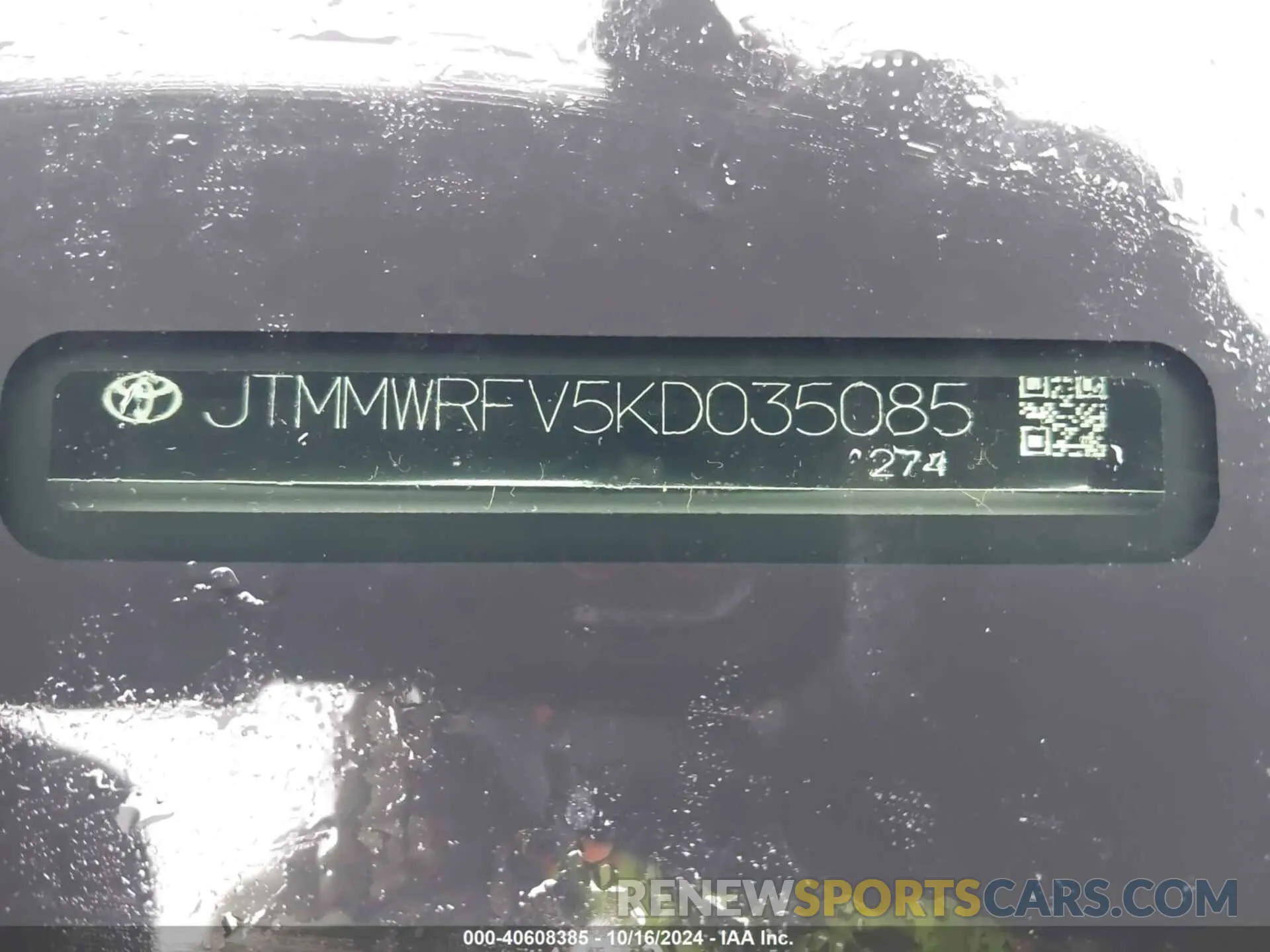 9 Фотография поврежденного автомобиля JTMMWRFV5KD035085 TOYOTA RAV4 HYBRID 2019