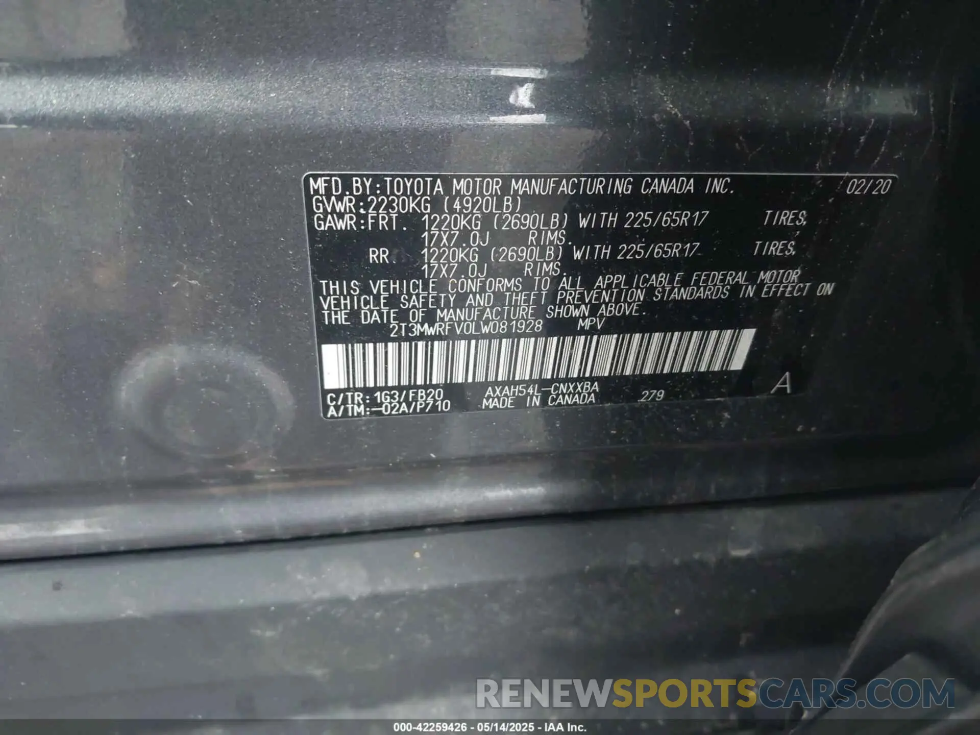 9 Фотография поврежденного автомобиля 2T3MWRFV0LW081928 TOYOTA RAV4 HYBRID 2020