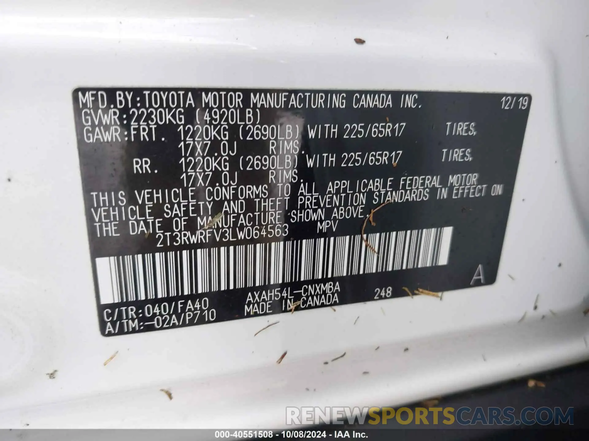 9 Photograph of a damaged car 2T3RWRFV3LW064563 TOYOTA RAV4 HYBRID 2020