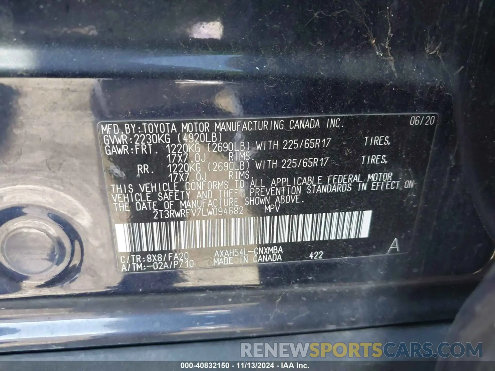 9 Photograph of a damaged car 2T3RWRFV7LW094682 TOYOTA RAV4 HYBRID 2020