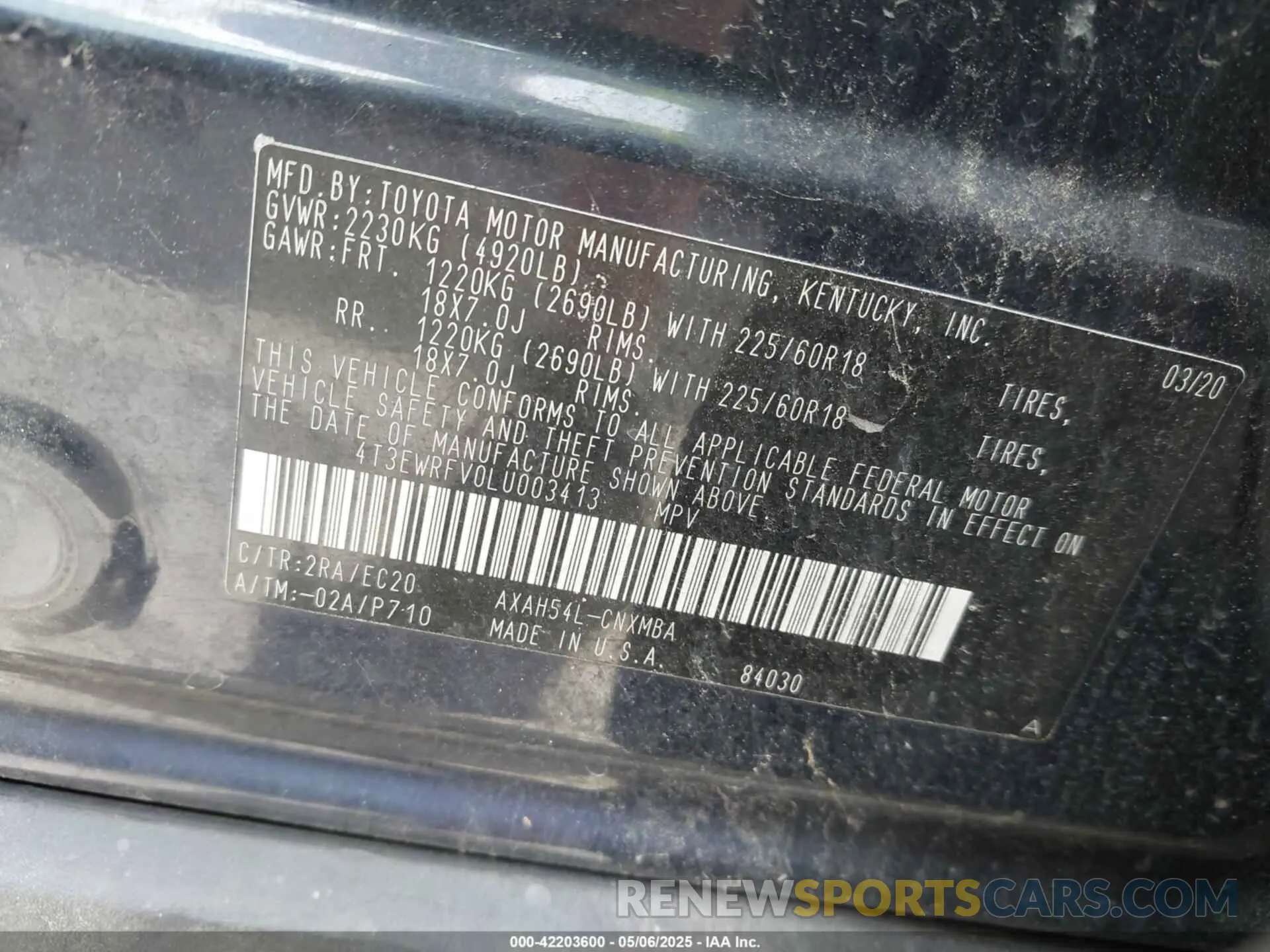 9 Photograph of a damaged car 4T3EWRFV0LU003413 TOYOTA RAV4 HYBRID 2020