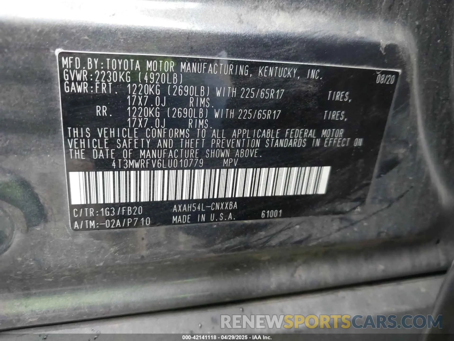 9 Фотография поврежденного автомобиля 4T3MWRFV6LU010779 TOYOTA RAV4 HYBRID 2020
