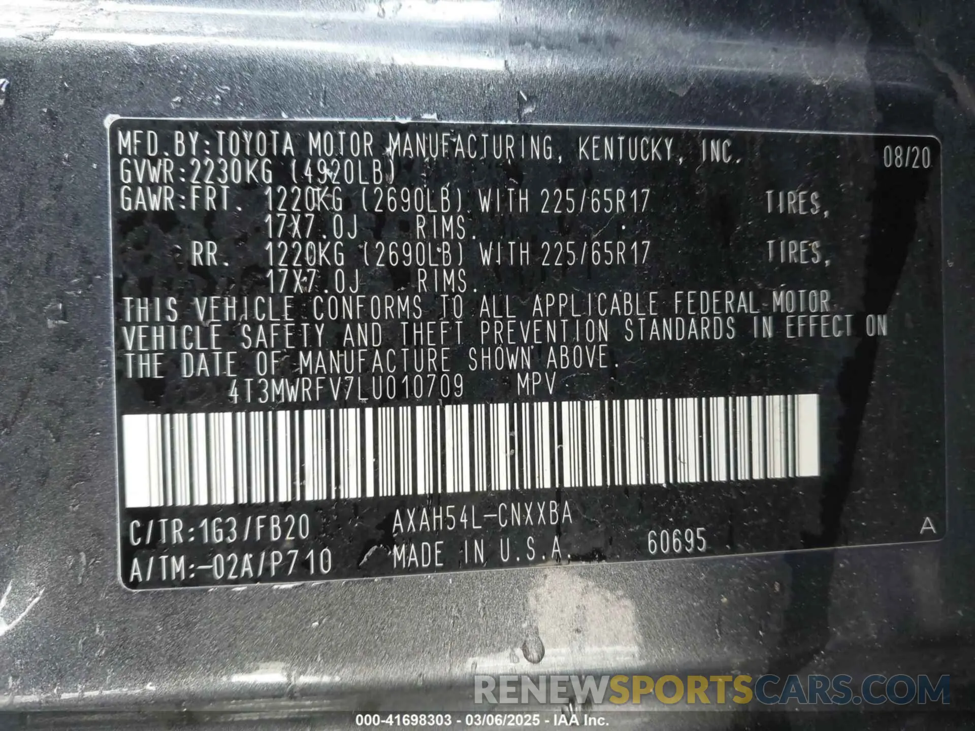 9 Фотография поврежденного автомобиля 4T3MWRFV7LU010709 TOYOTA RAV4 HYBRID 2020