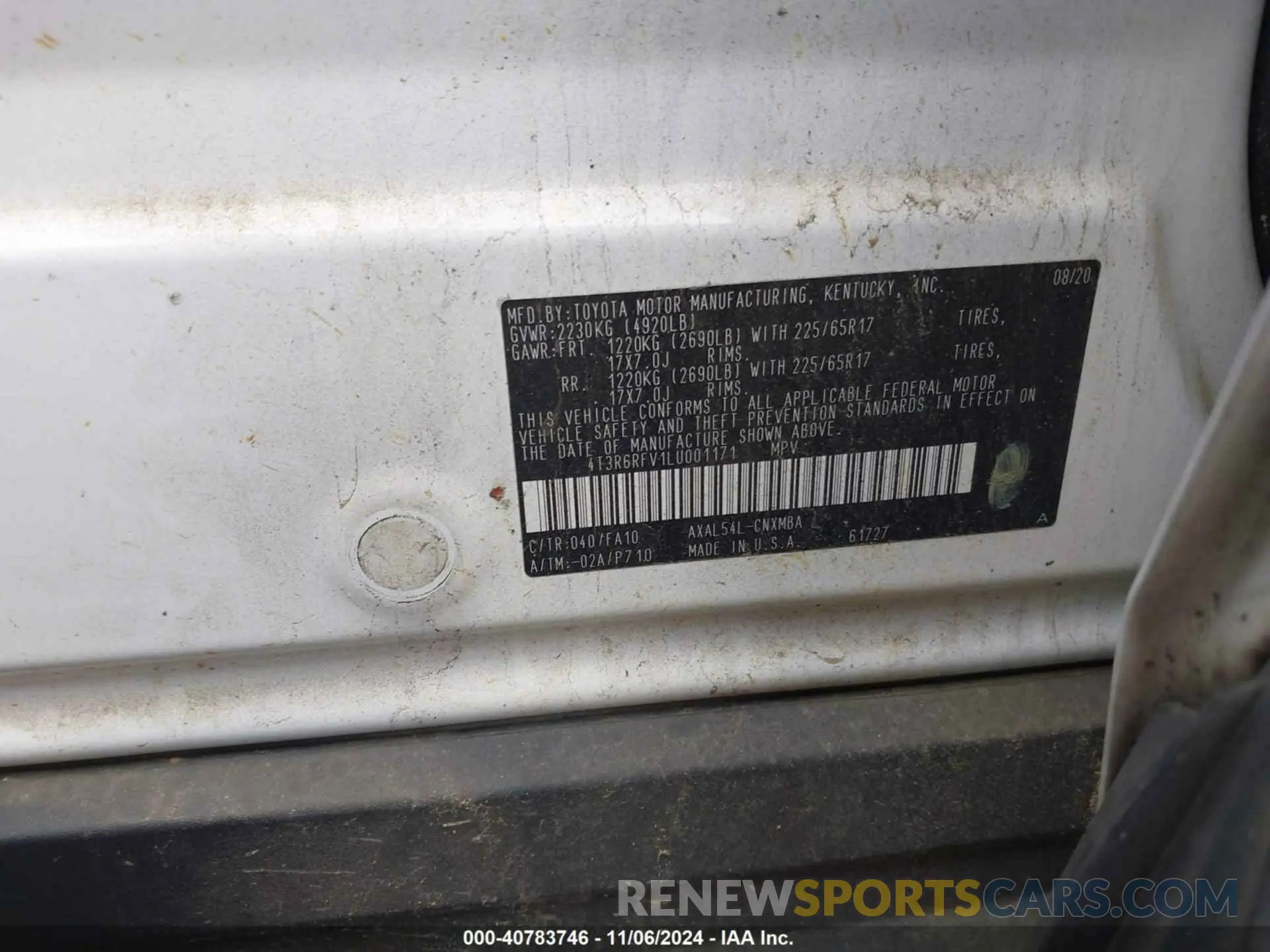 9 Photograph of a damaged car 4T3R6RFV1LU001171 TOYOTA RAV4 HYBRID 2020