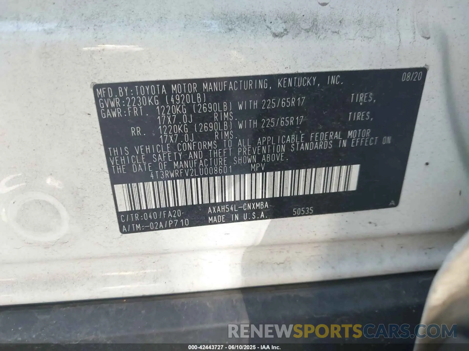 9 Photograph of a damaged car 4T3RWRFV2LU008601 TOYOTA RAV4 HYBRID 2020