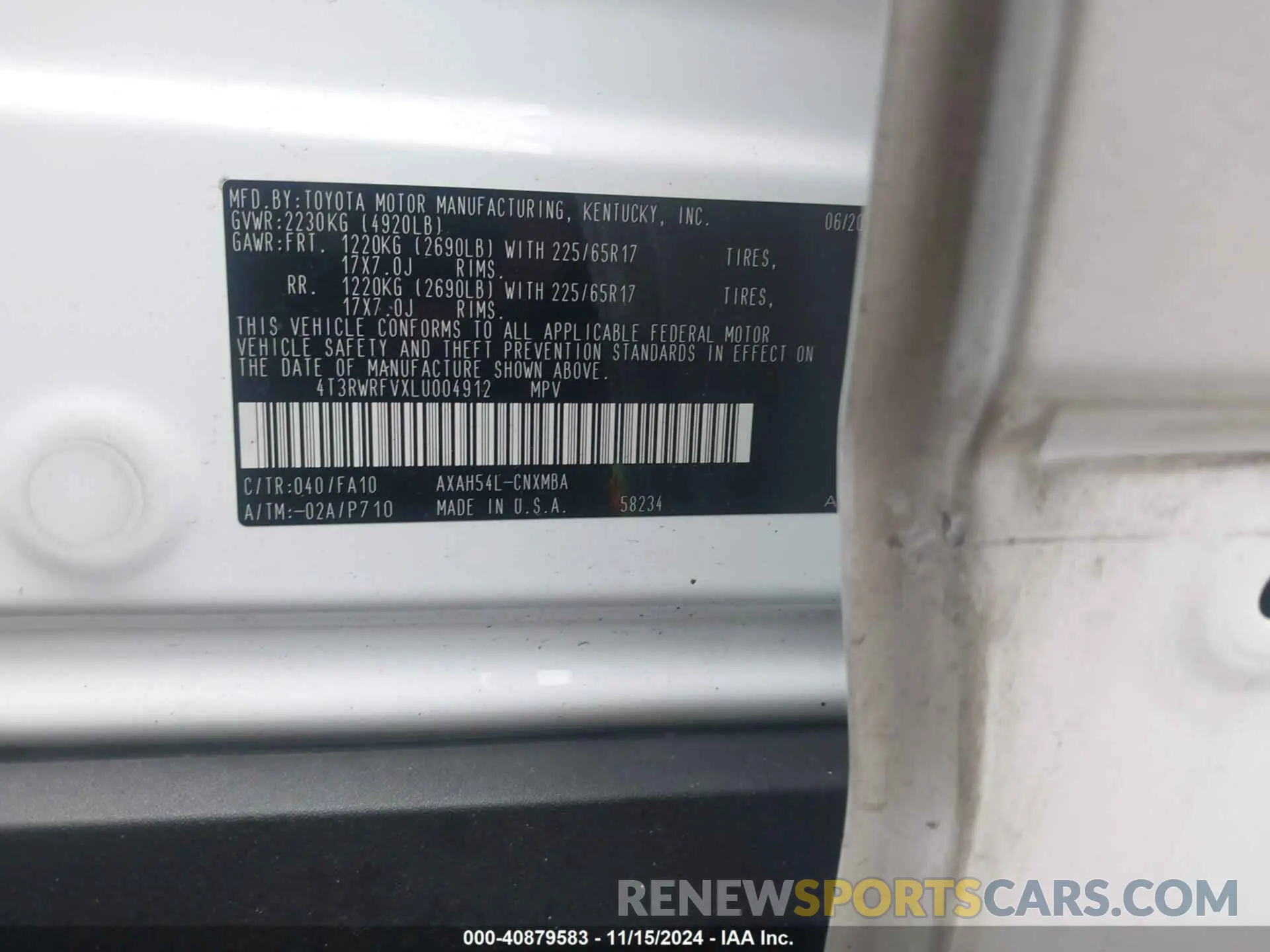 9 Photograph of a damaged car 4T3RWRFVXLU004912 TOYOTA RAV4 HYBRID 2020