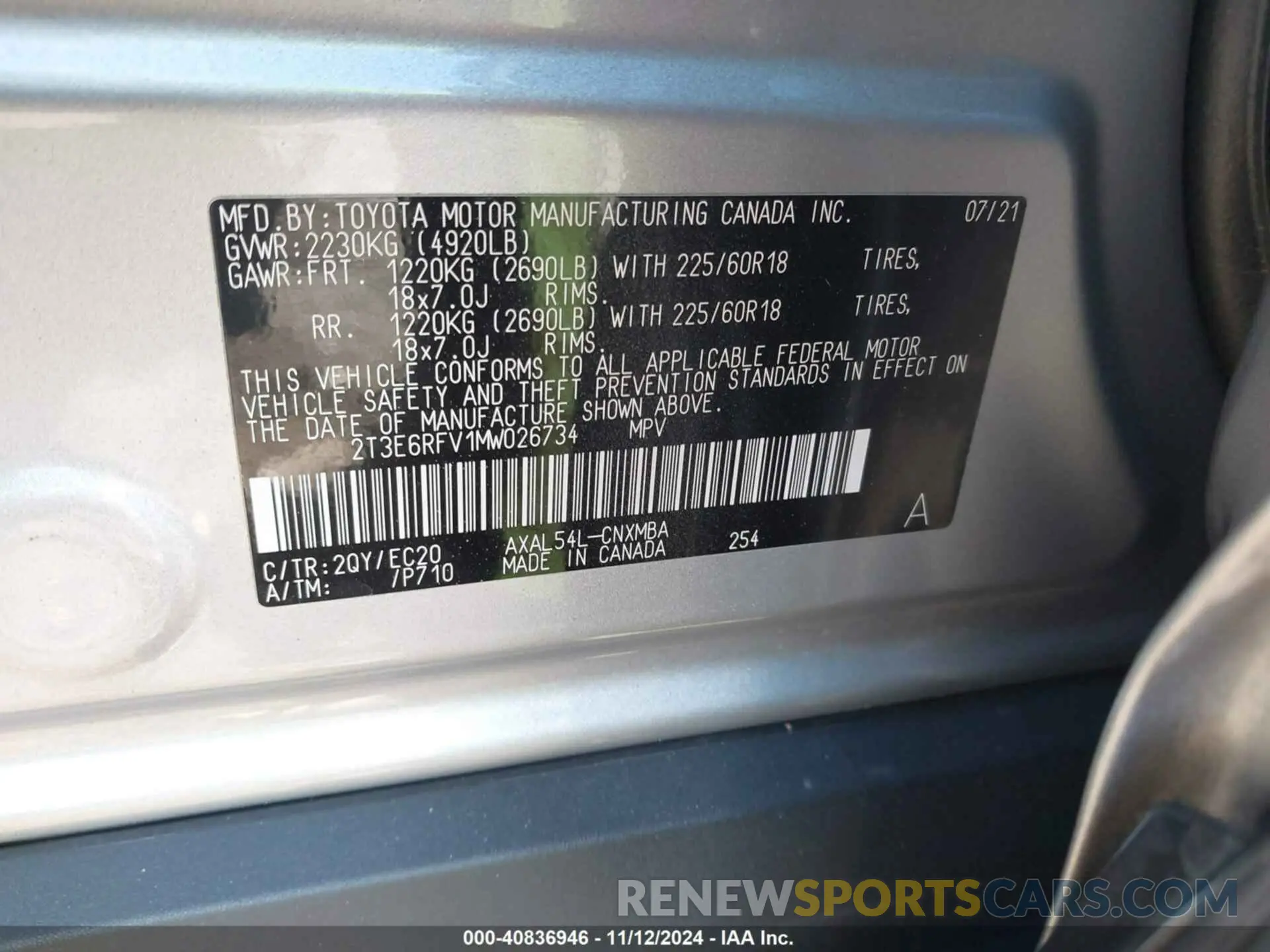 9 Photograph of a damaged car 2T3E6RFV1MW026734 TOYOTA RAV4 HYBRID 2021
