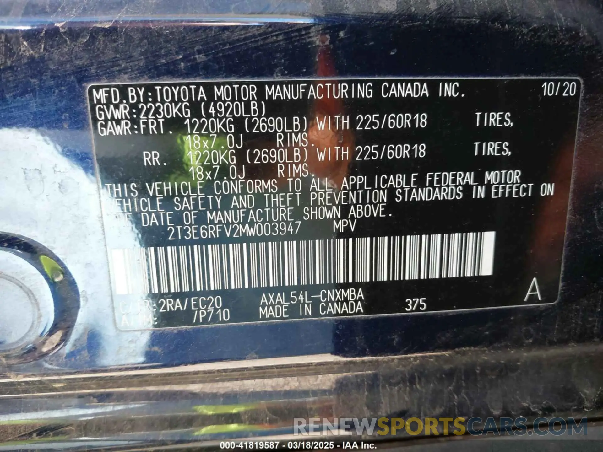9 Фотография поврежденного автомобиля 2T3E6RFV2MW003947 TOYOTA RAV4 HYBRID 2021