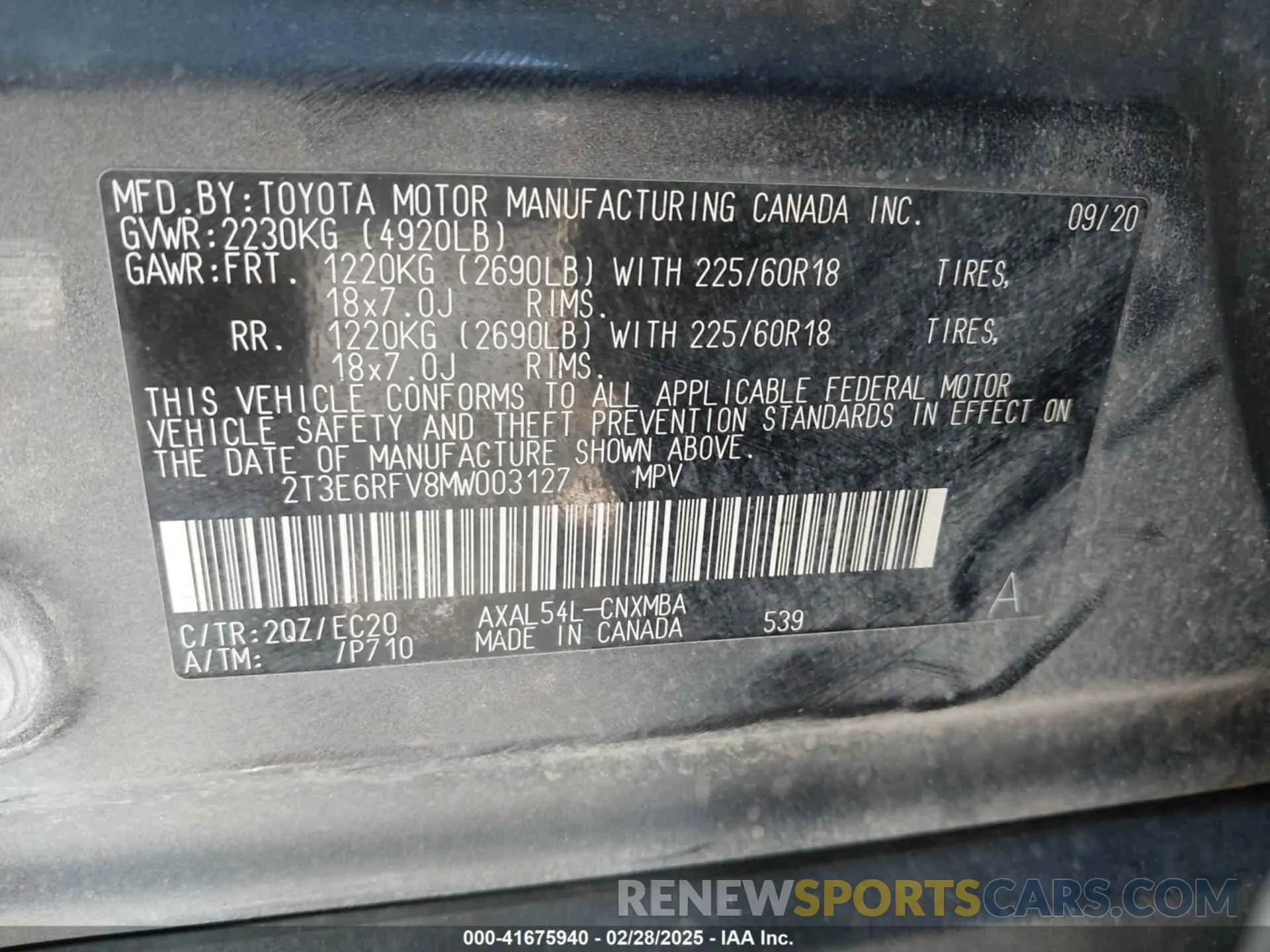 9 Photograph of a damaged car 2T3E6RFV8MW003127 TOYOTA RAV4 HYBRID 2021