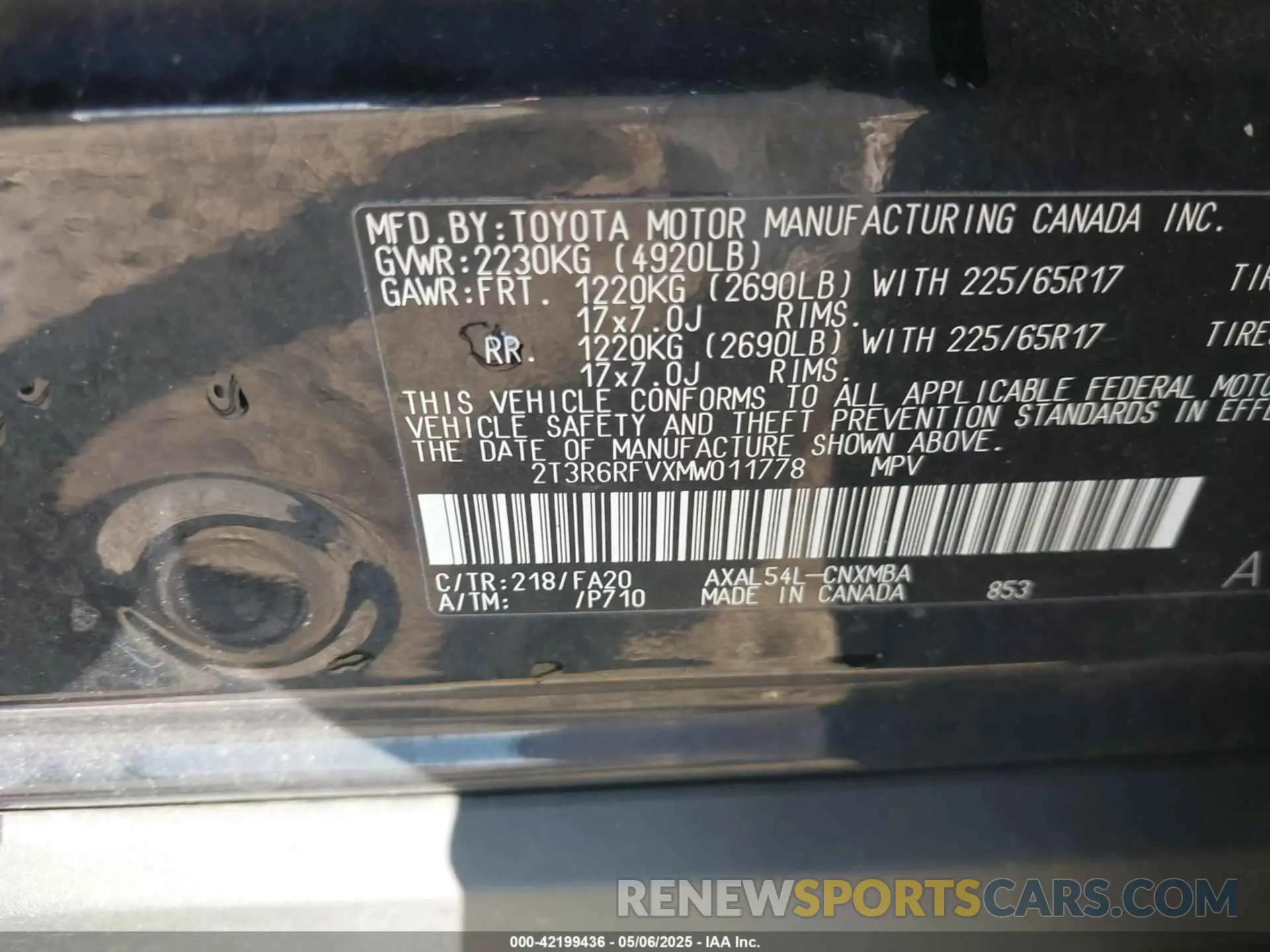 9 Фотография поврежденного автомобиля 2T3R6RFVXMW011778 TOYOTA RAV4 HYBRID 2021