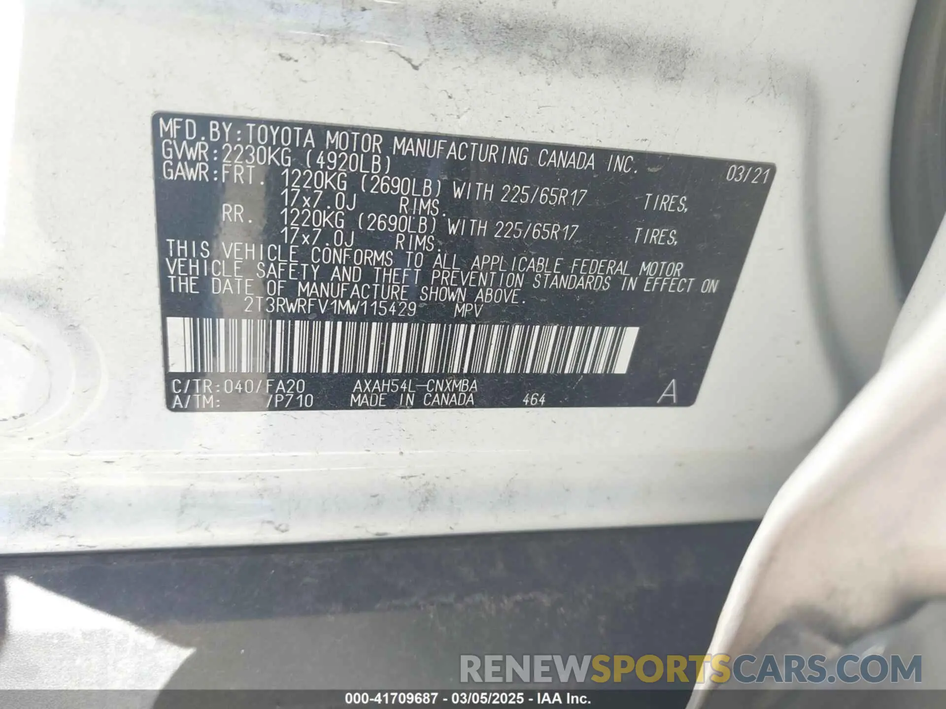 9 Photograph of a damaged car 2T3RWRFV1MW115429 TOYOTA RAV4 HYBRID 2021