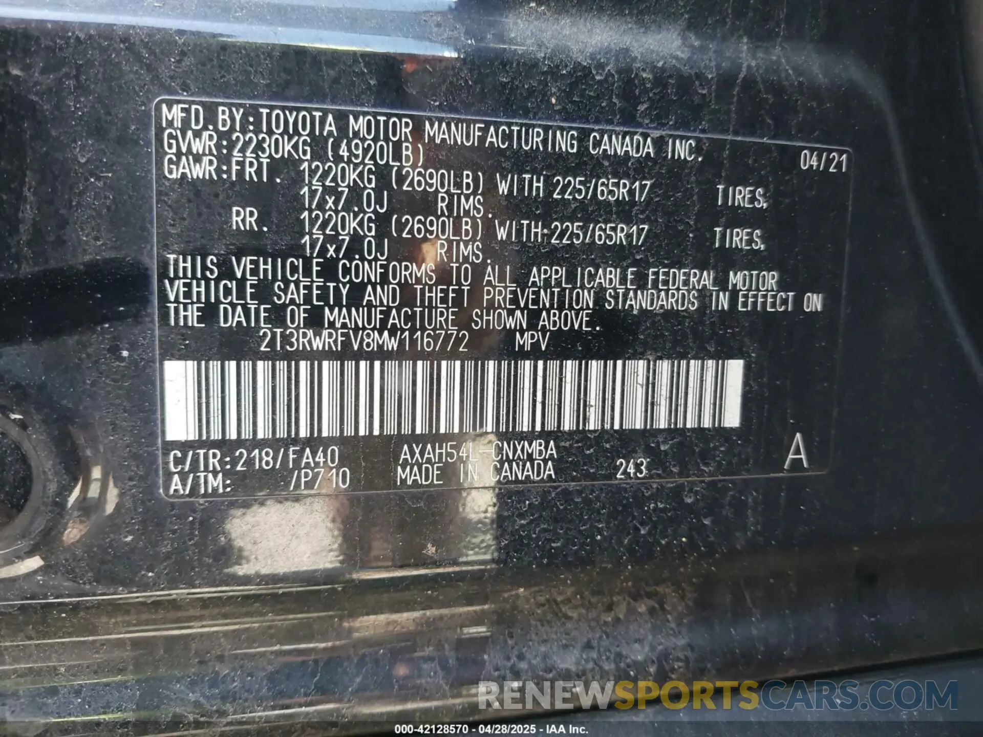 9 Фотография поврежденного автомобиля 2T3RWRFV8MW116772 TOYOTA RAV4 HYBRID 2021