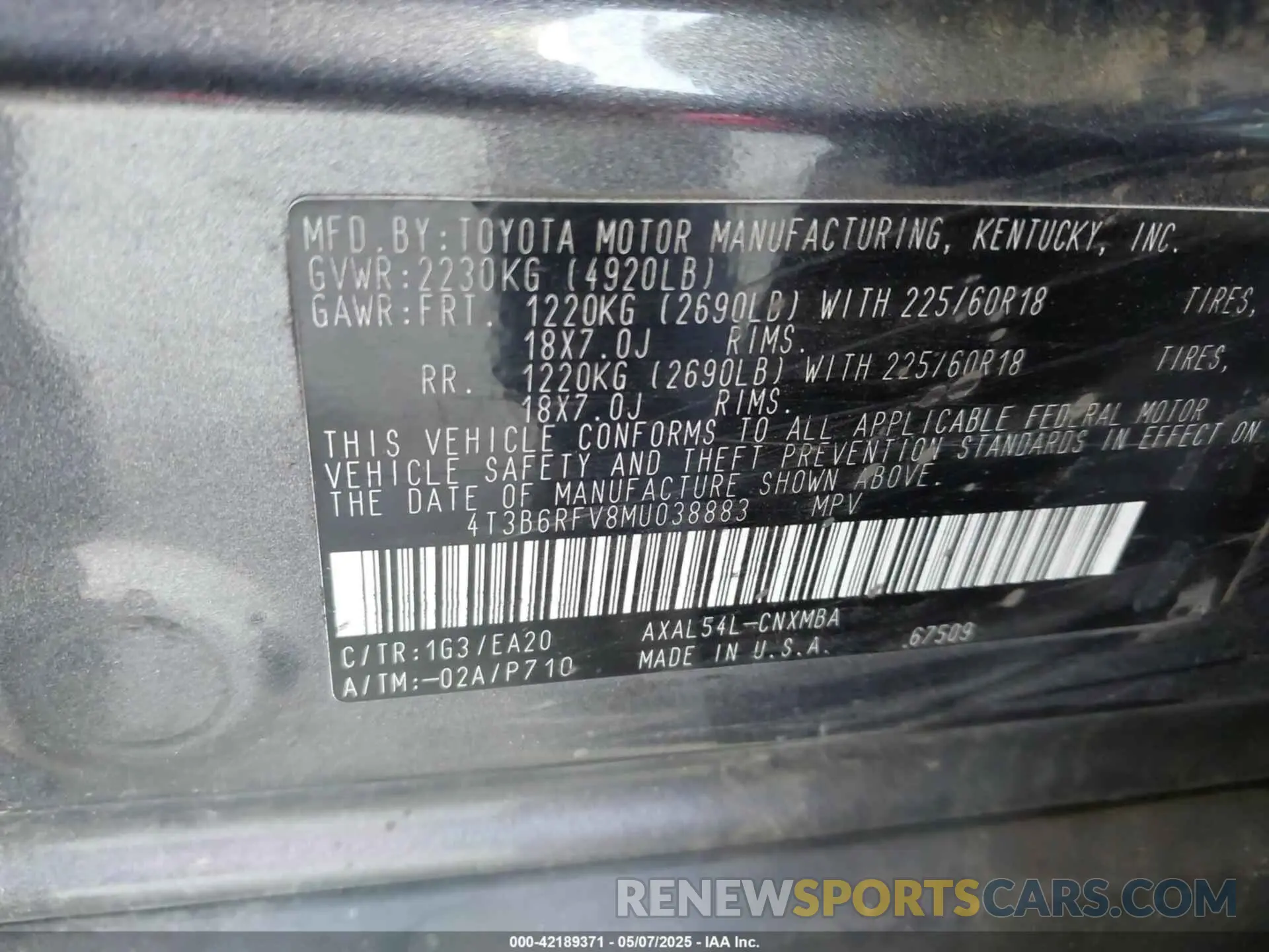 9 Фотография поврежденного автомобиля 4T3B6RFV8MU038883 TOYOTA RAV4 HYBRID 2021