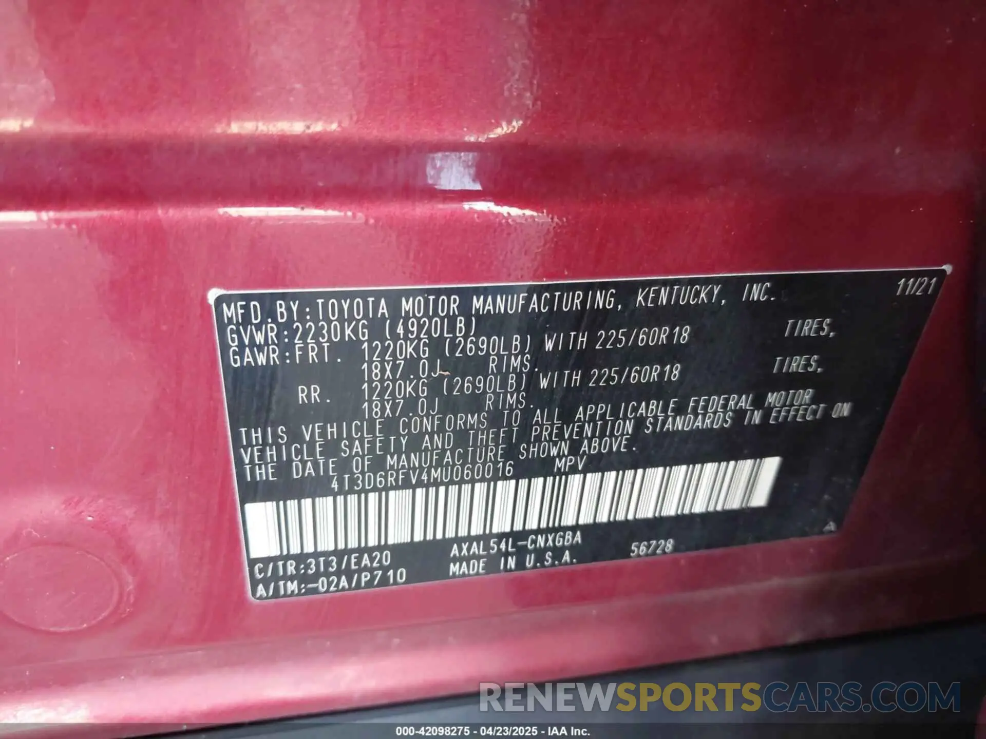 9 Фотография поврежденного автомобиля 4T3D6RFV4MU060016 TOYOTA RAV4 HYBRID 2021