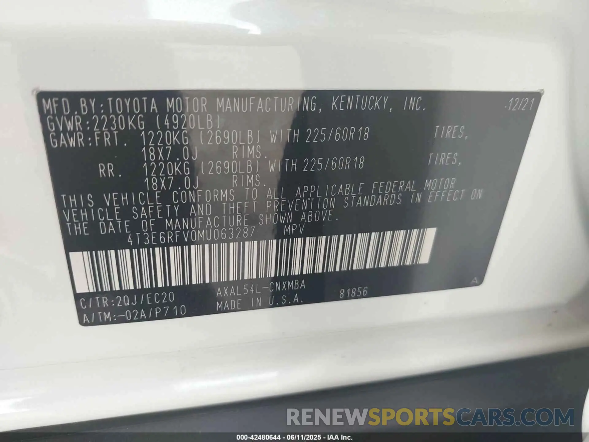 9 Photograph of a damaged car 4T3E6RFV0MU063287 TOYOTA RAV4 HYBRID 2021
