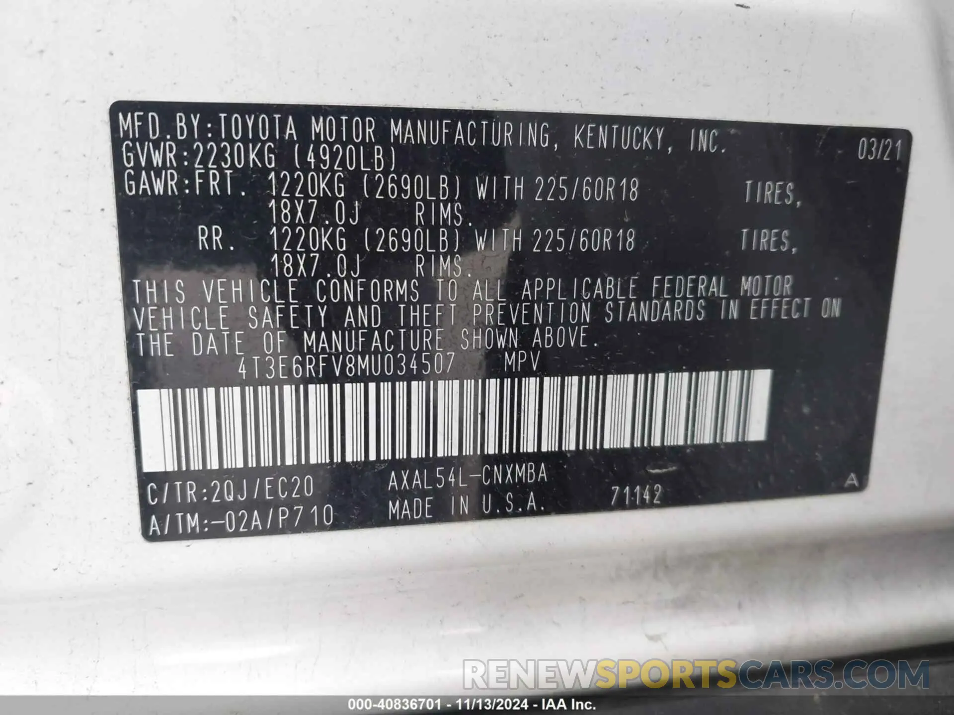 9 Photograph of a damaged car 4T3E6RFV8MU034507 TOYOTA RAV4 HYBRID 2021